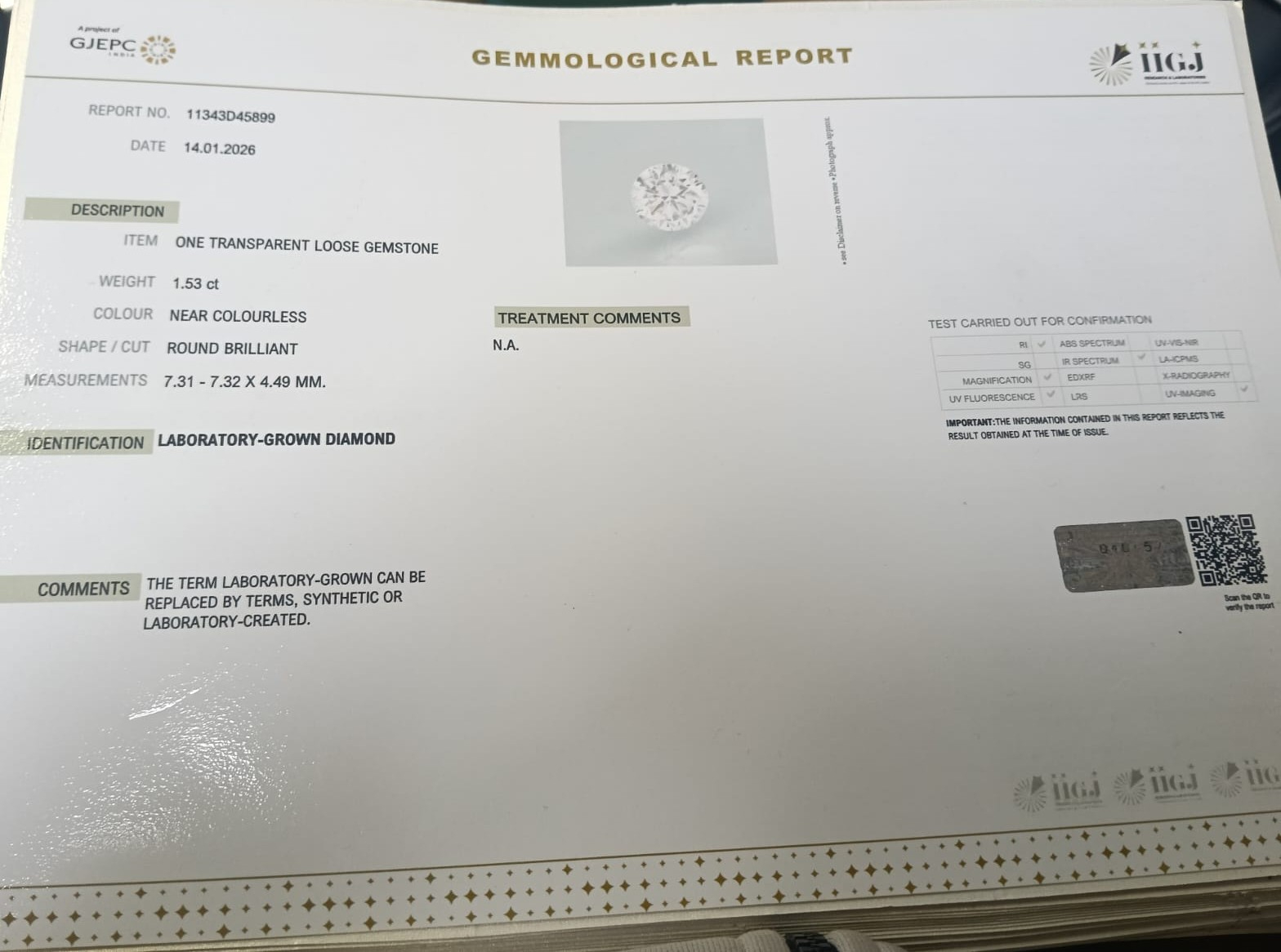 CVD 1.53 Ct. 3 CV112 2 CVD 1.53 Ct.