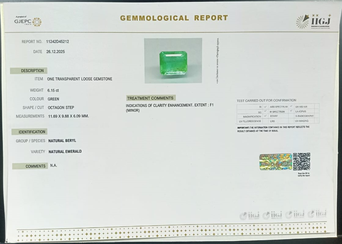 EMERALD 6.15 Ct. 3 EMRD22024 2 EMERALD 6.15 Ct.