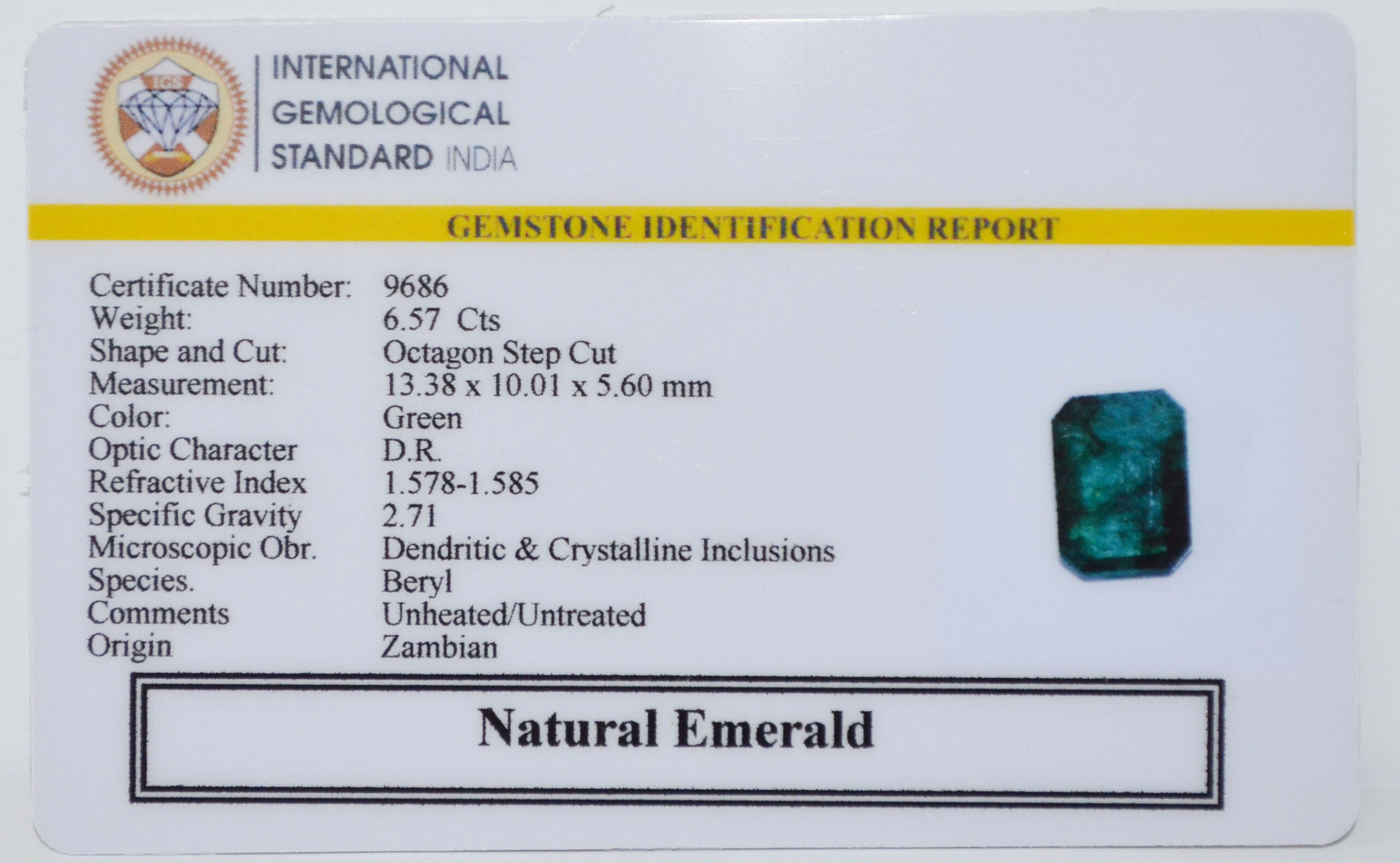 EMERALD 6.57 Ct.