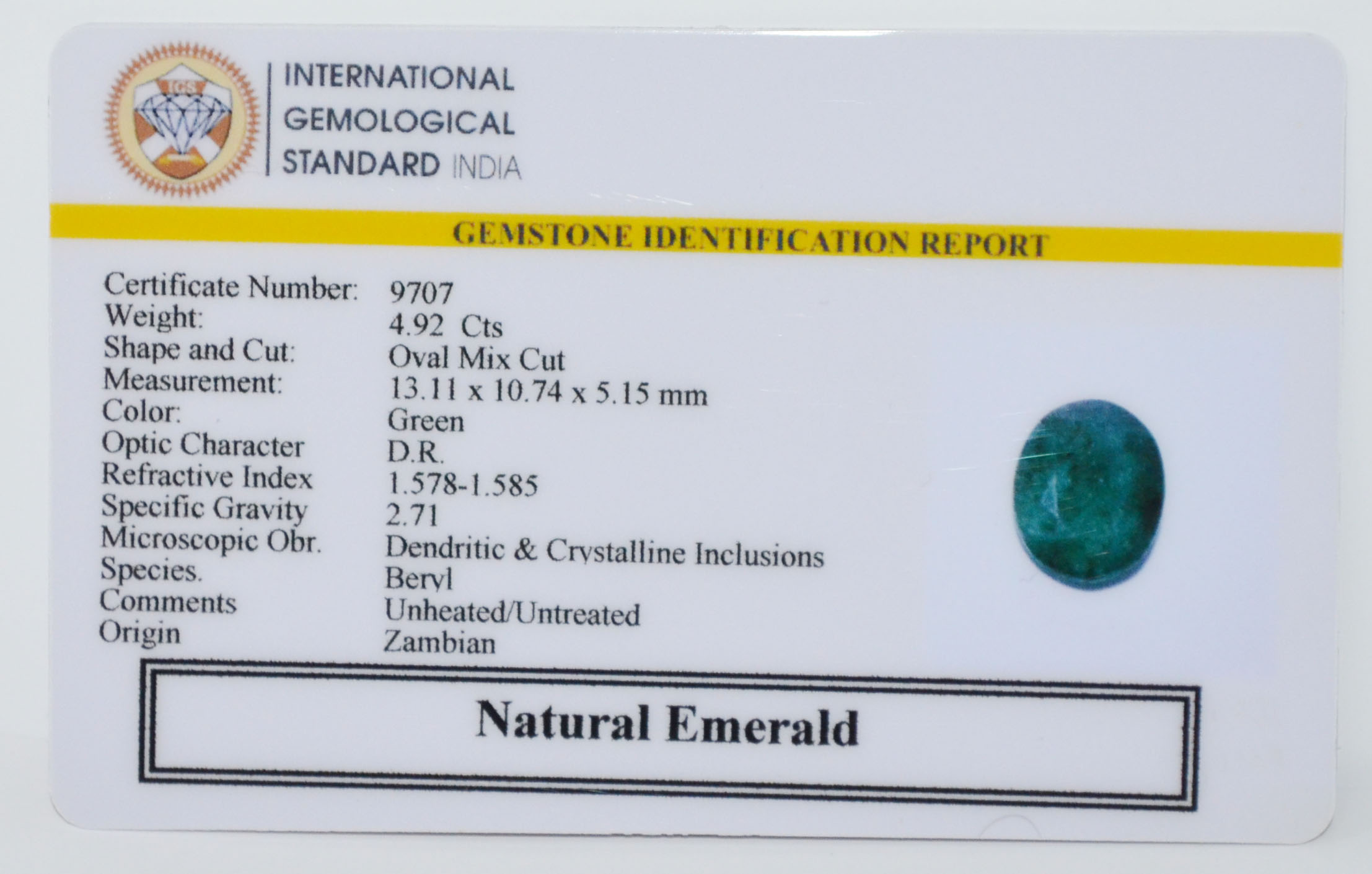 EMERALD 4.92 Ct. 3 EMRD22069 2 EMERALD 4.92 Ct.
