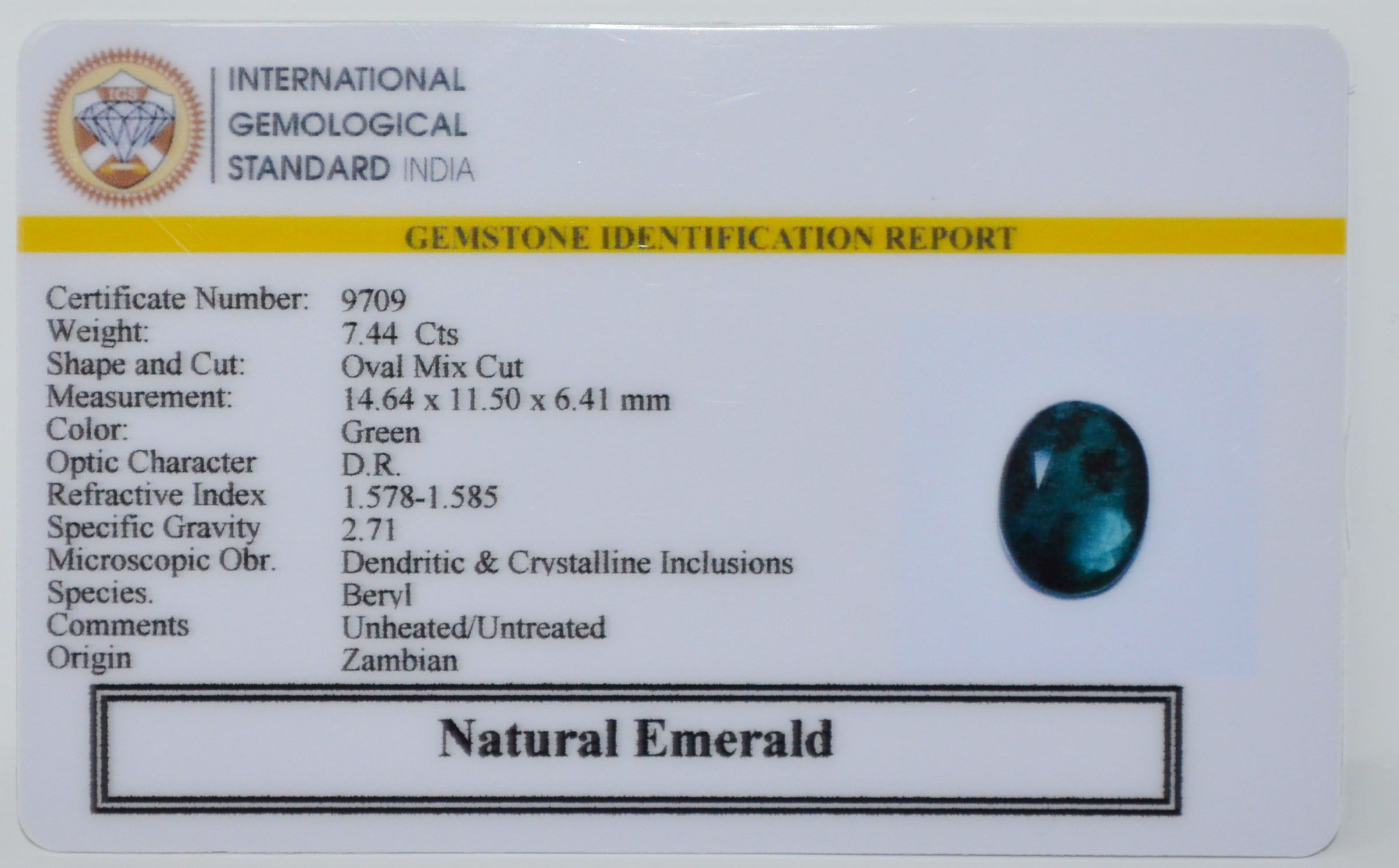 EMERALD 7.44 Ct. 3 EMRD22070 2 EMERALD 7.44 Ct.