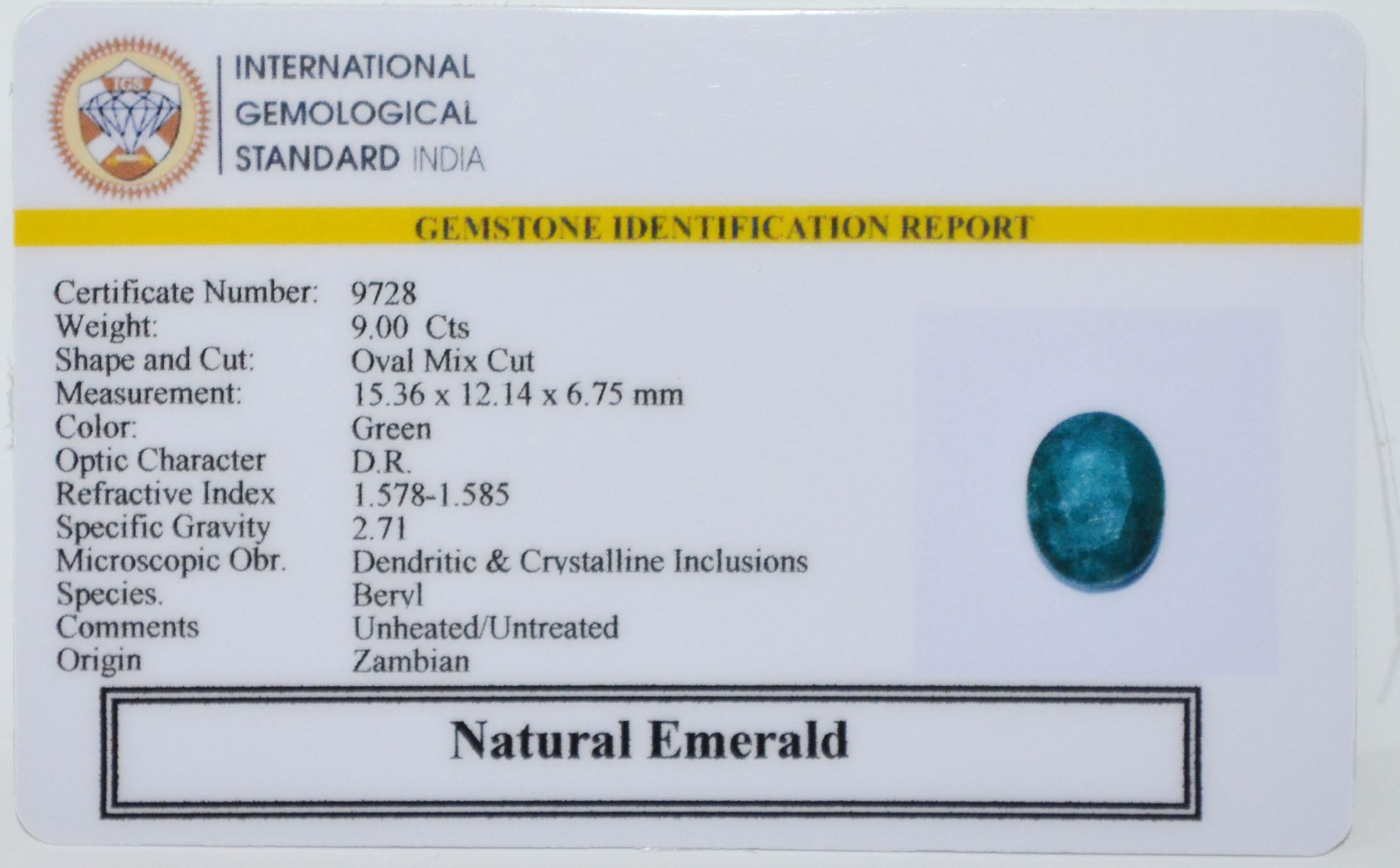 EMRD22082 2 EMERALD 9 Ct.