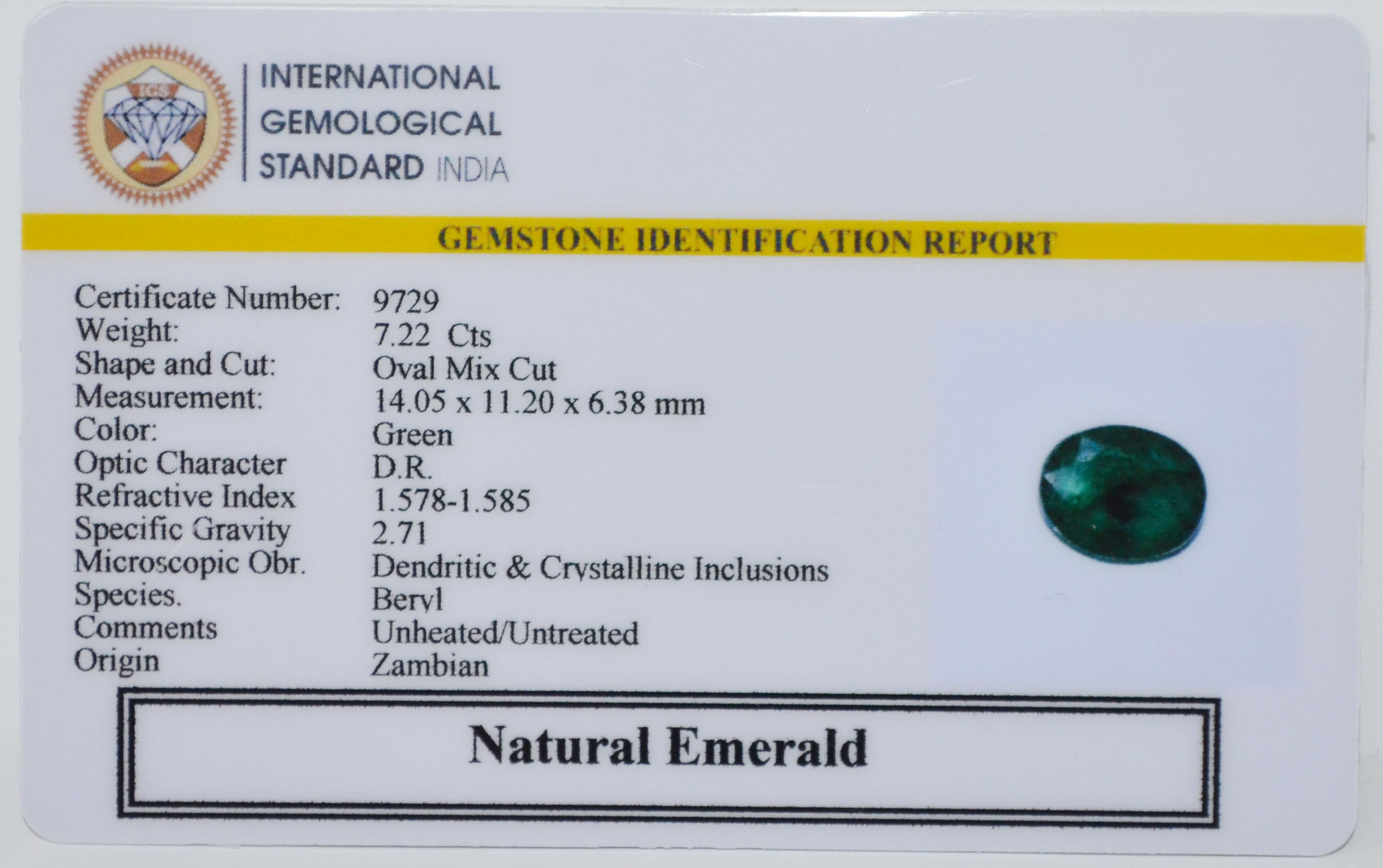 EMERALD 7.22 Ct. 3 EMRD22083 2 EMERALD 7.22 Ct.