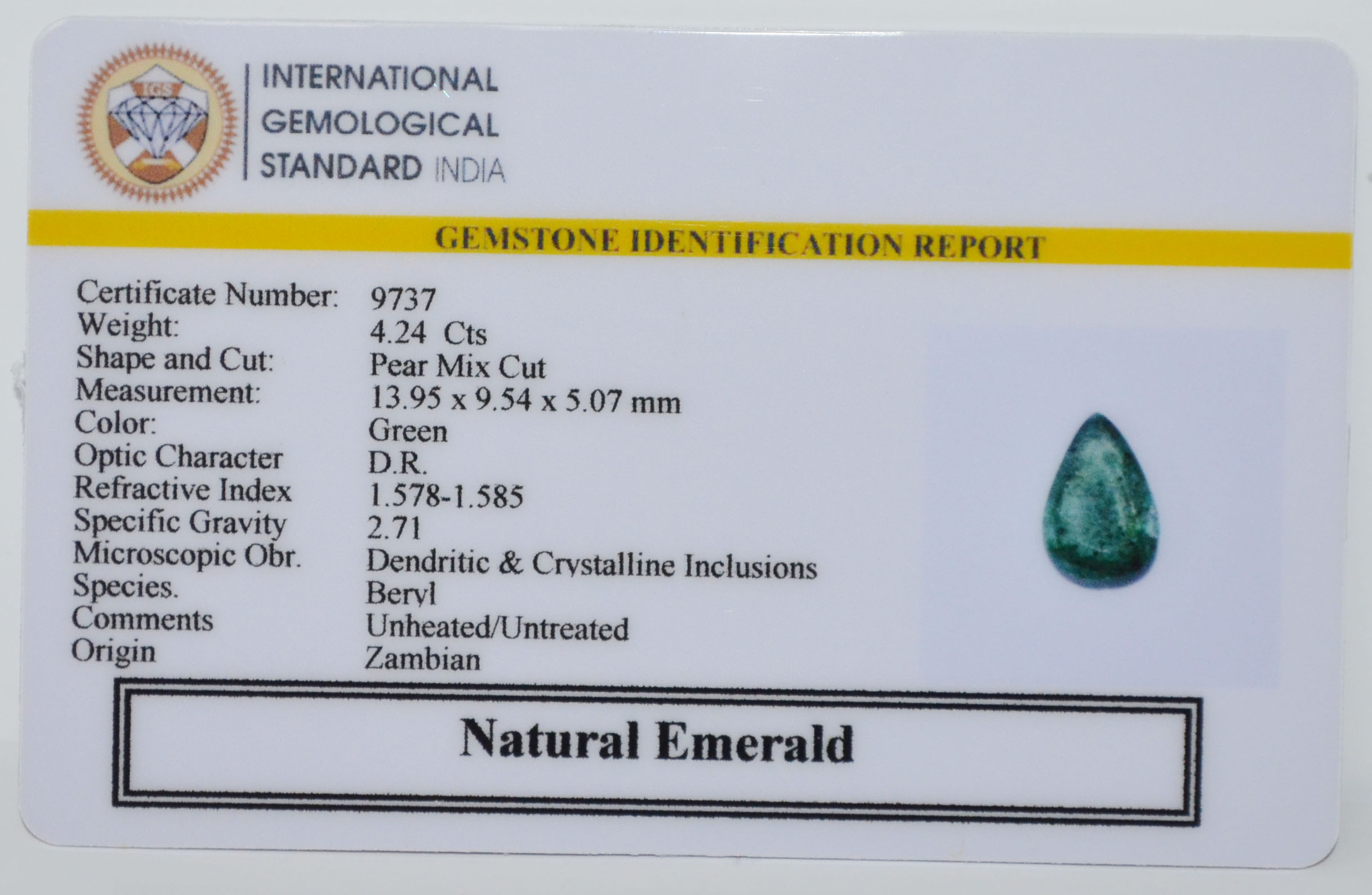 EMRD22088 2 EMERALD 4.24 Ct.