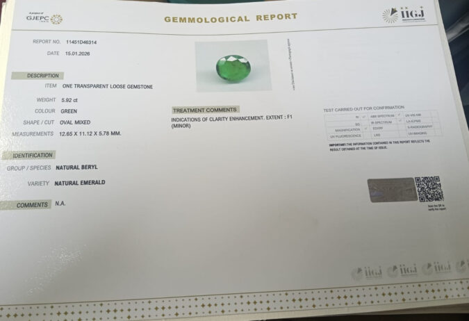 EMERALD 5.92 Ct.