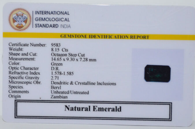 EMERALD 8.15 Ct.