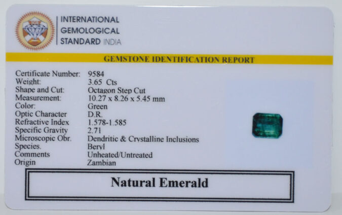 EMERALD 3.65 Ct.