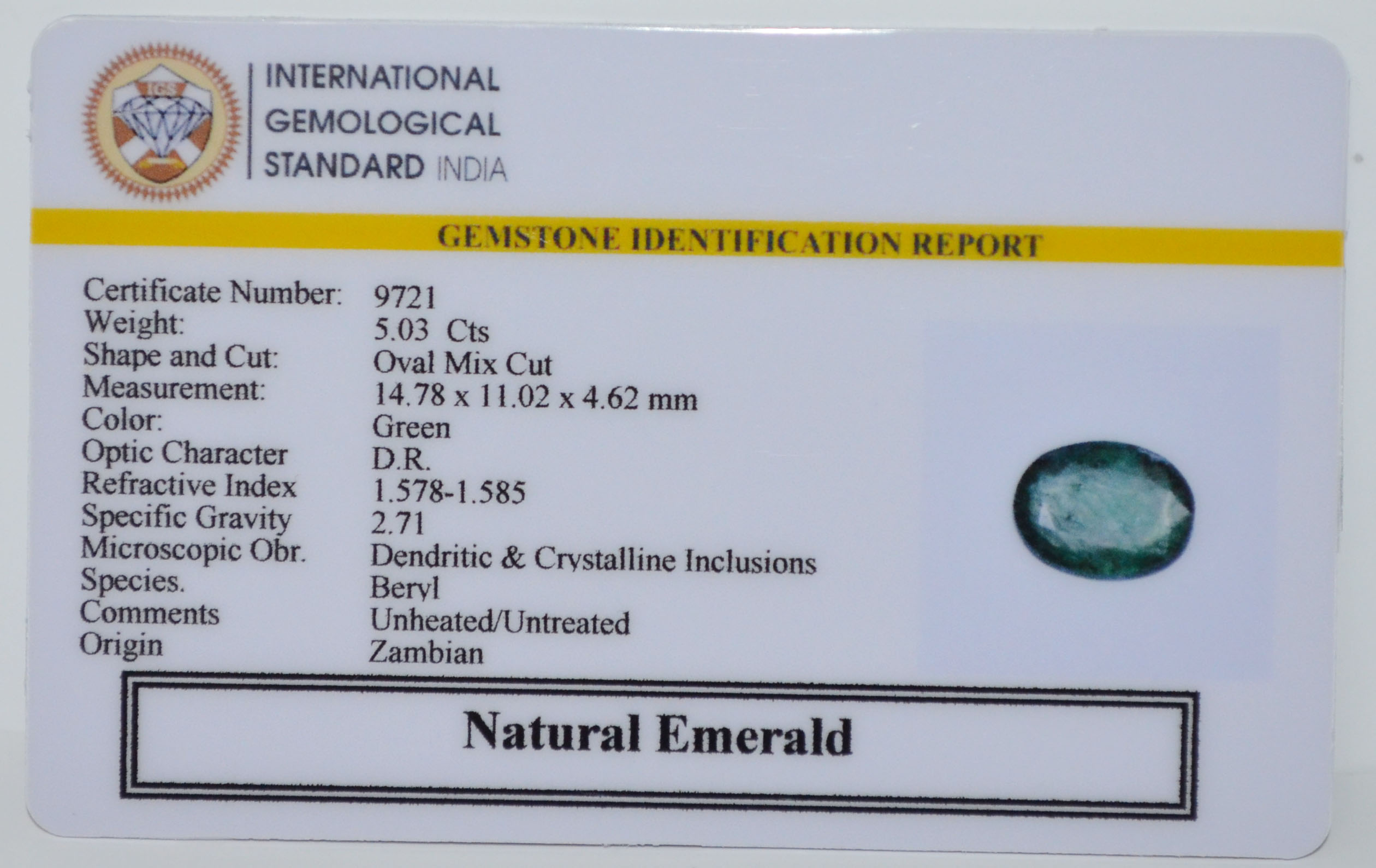 EMERALD 5.03 Ct. 3 EMRG21432 2 EMERALD 5.03 Ct.