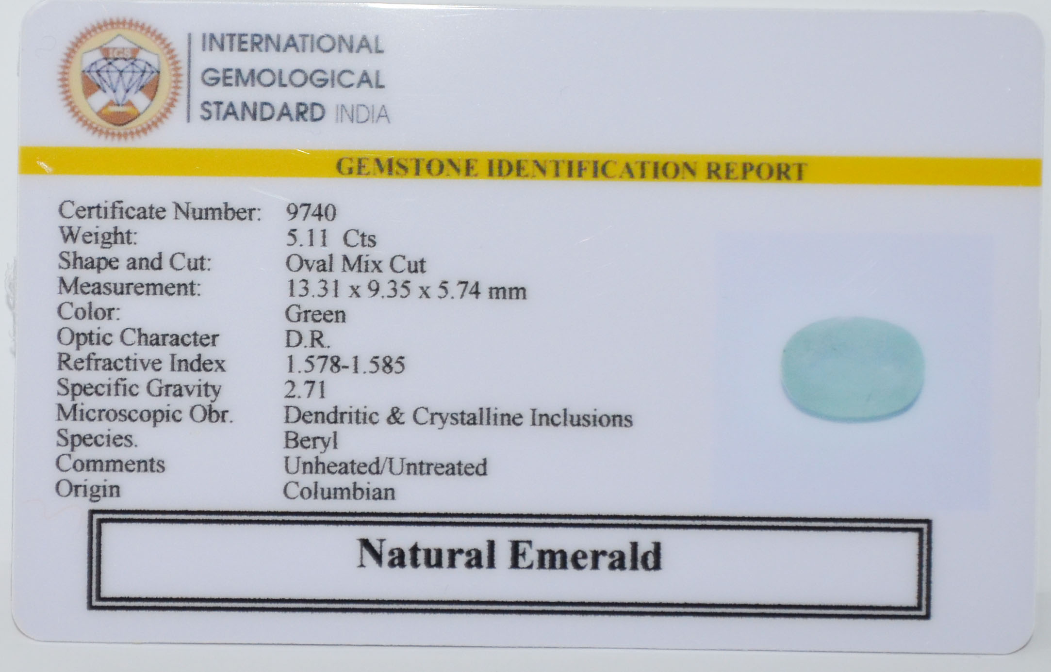 EMRG21436 2 EMERALD 5.11 Ct.
