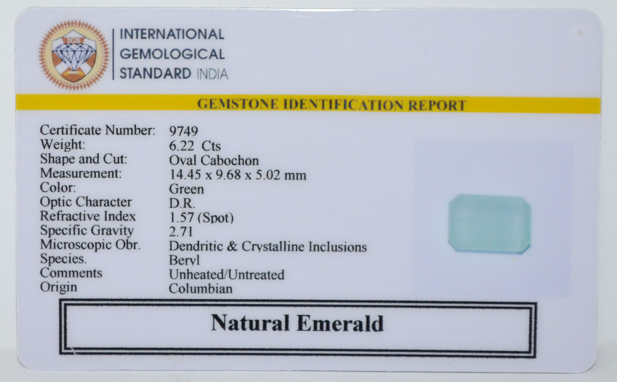 EMRG21437 2 EMERALD 6.22 Ct.