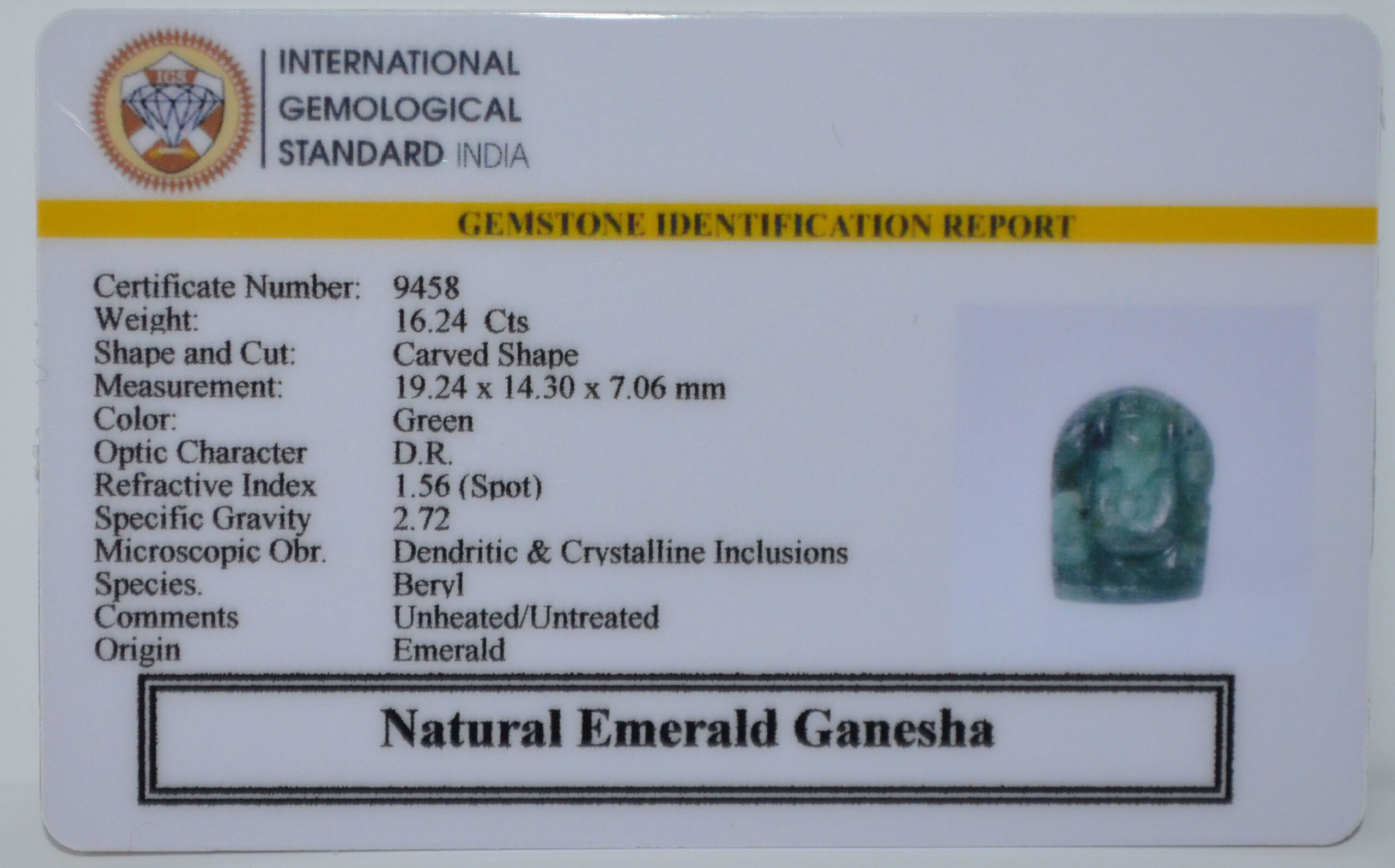 GANESH EMERALD 16.24 Ct.