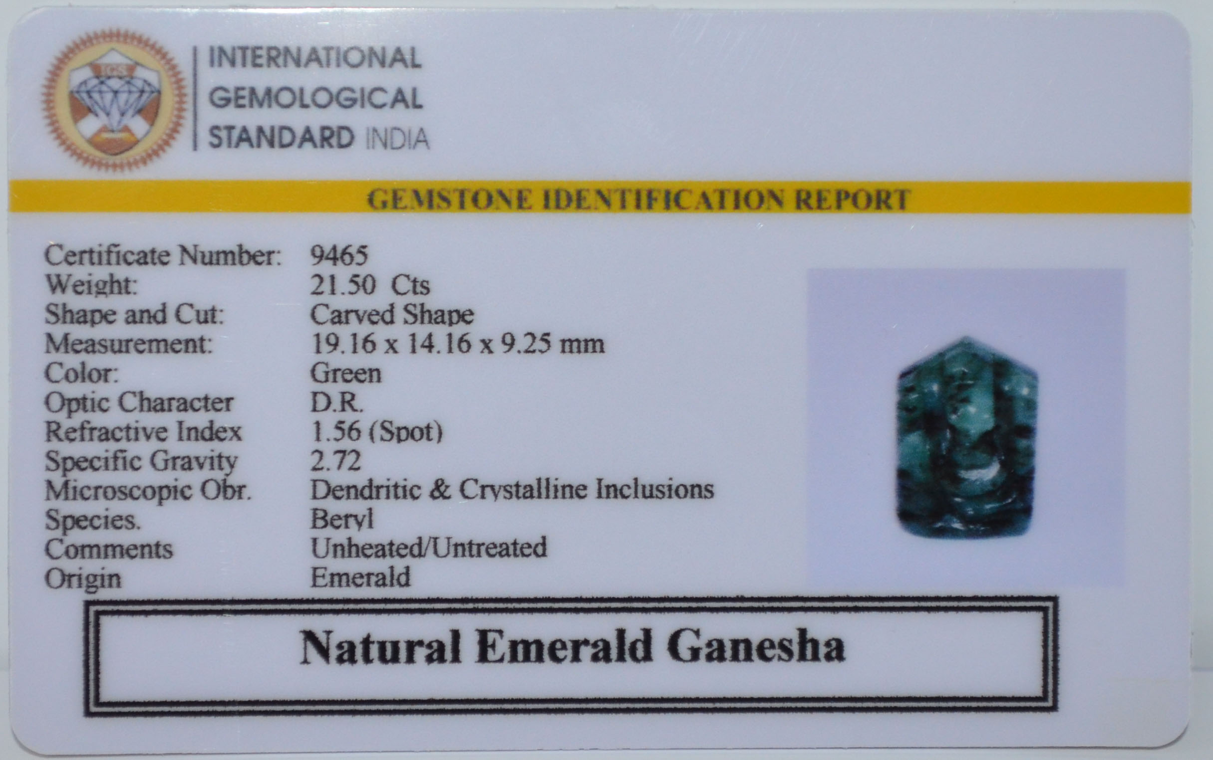 GANESH EMERALD 21.5 Ct.