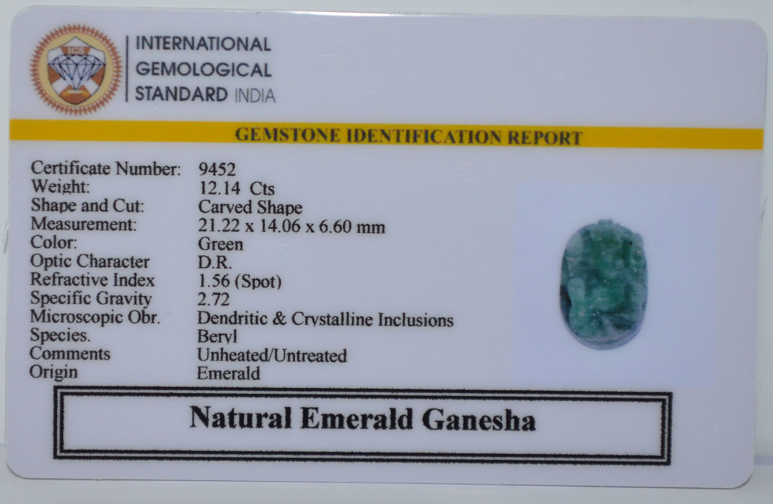 GANESH EMERALD 12.14 Ct.