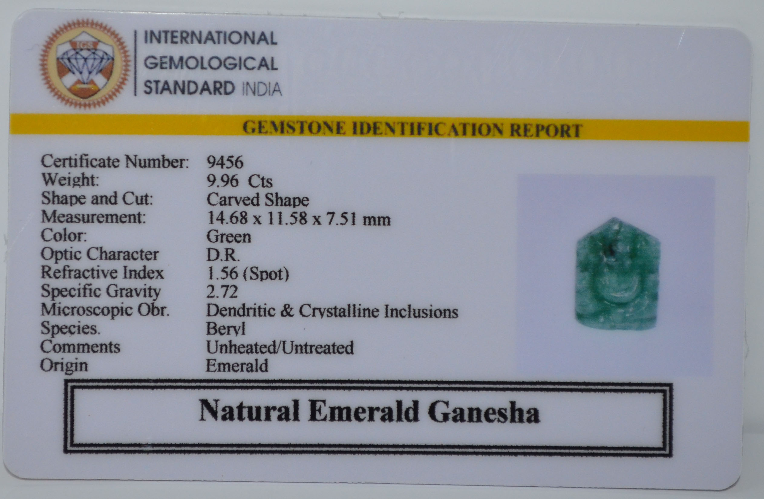 GANESH EMERALD 9.96 Ct.