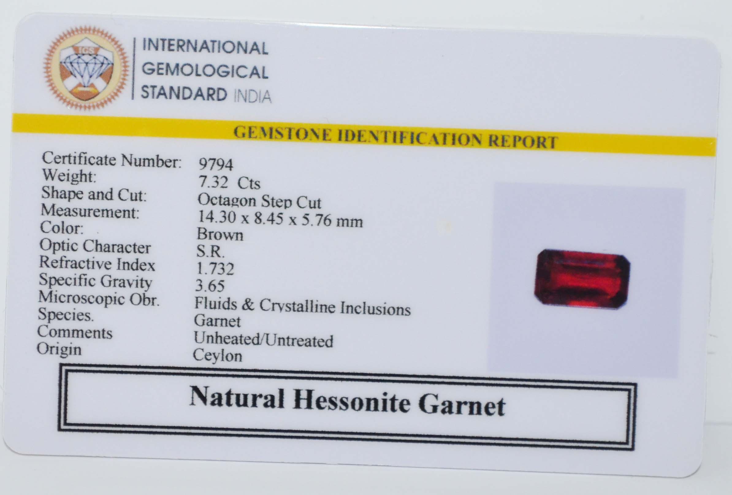GMD7654 2 HESSONITE GOMED 7.32 Ct.