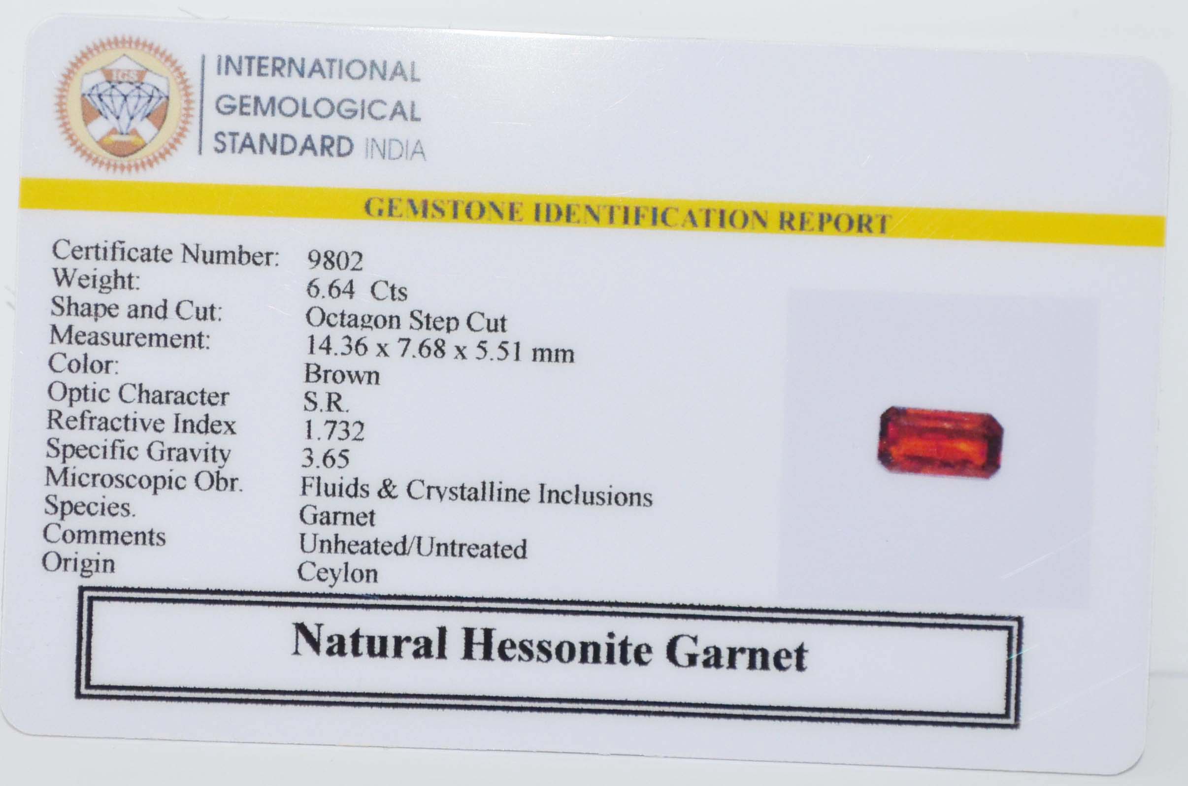 GMD7660 2 HESSONITE GOMED 6.64 Ct.