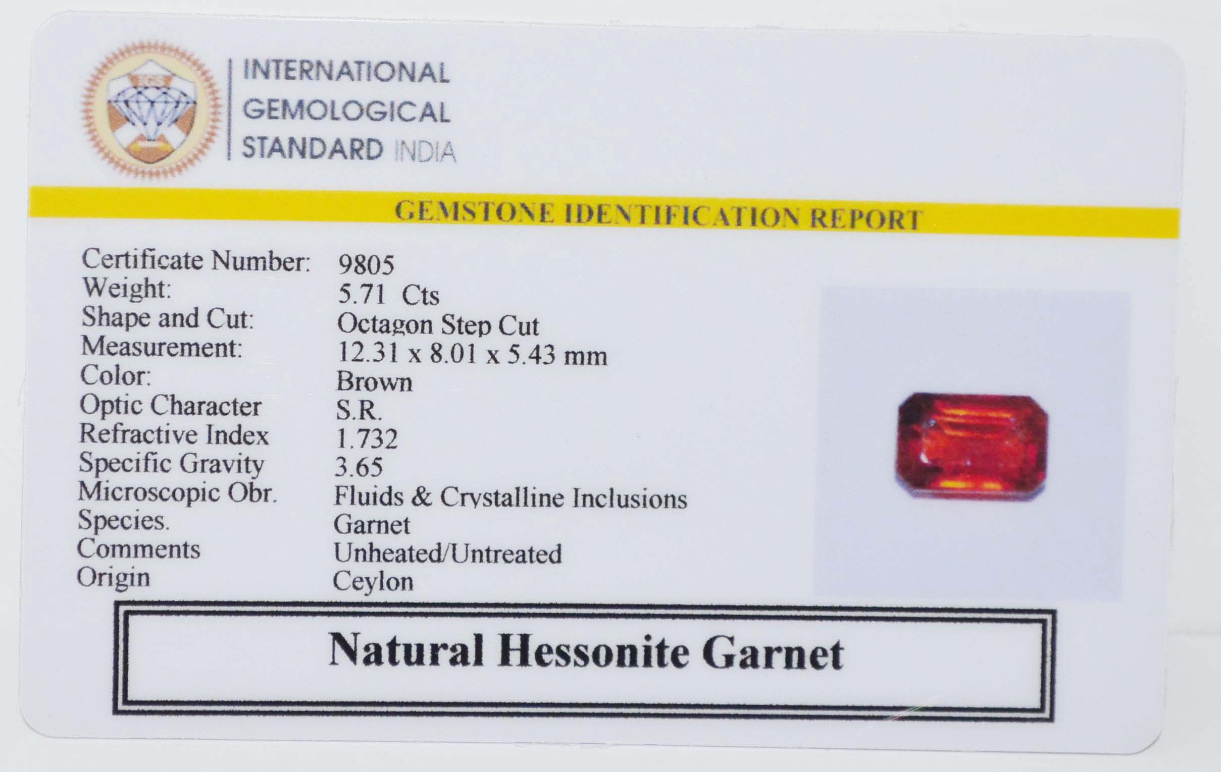 GMD7661 2 HESSONITE GOMED 5.71 Ct.