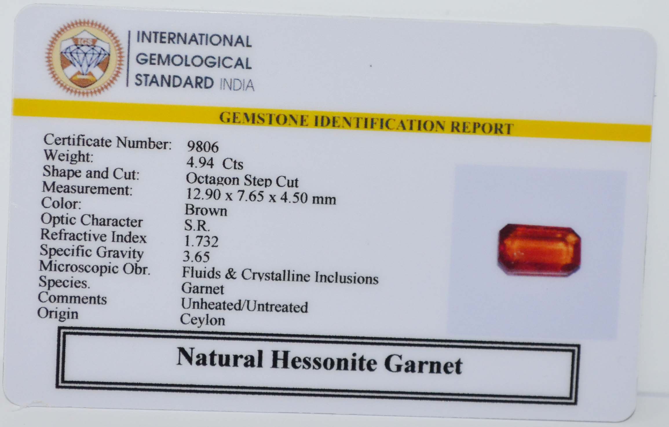GMD7662 2 HESSONITE GOMED 4.94 Ct.