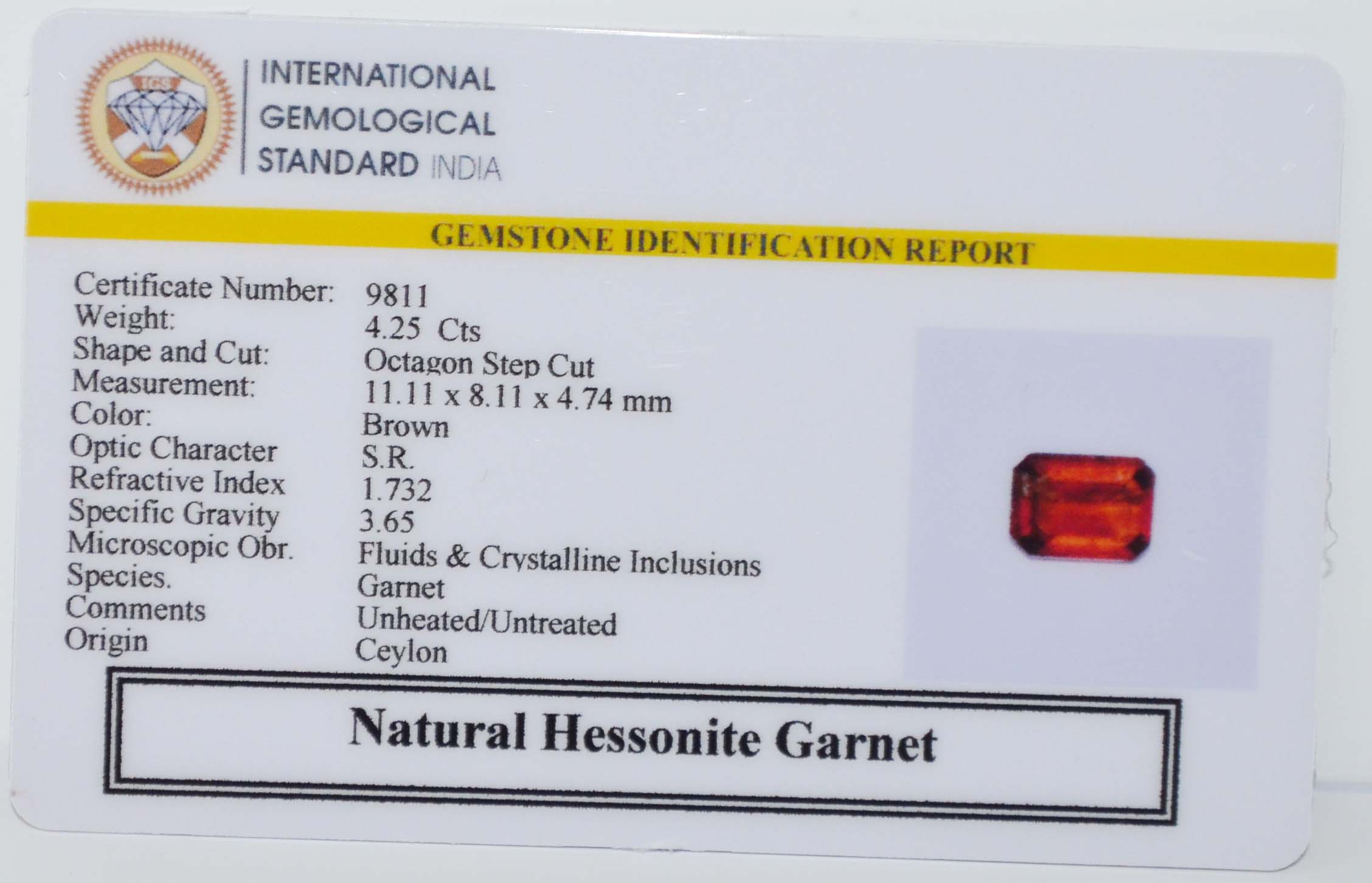 GMD7665 2 HESSONITE GOMED 4.25 Ct.