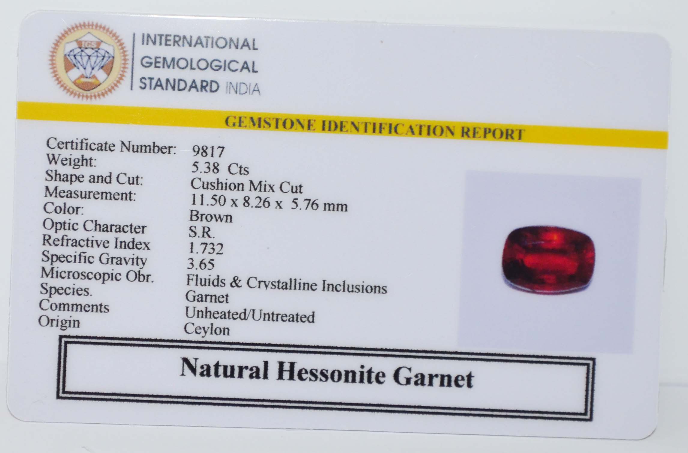 GMD7670 2 HESSONITE GOMED 5.38 Ct.