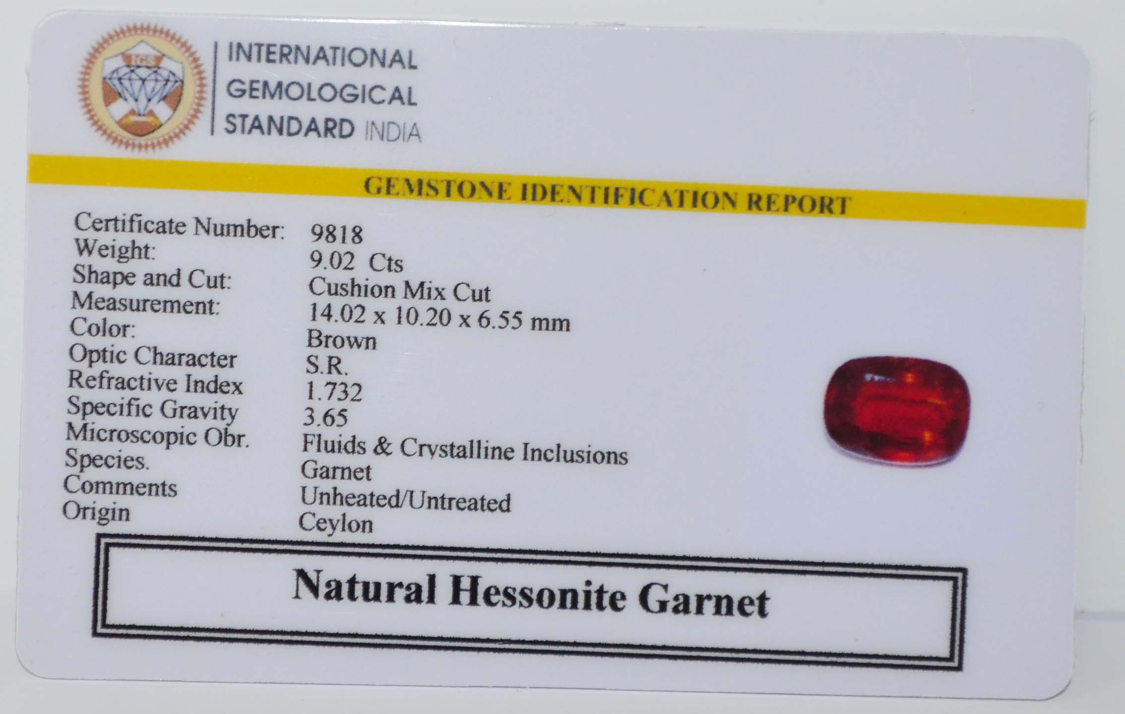 GMD7671 2 HESSONITE GOMED 9.02 Ct.