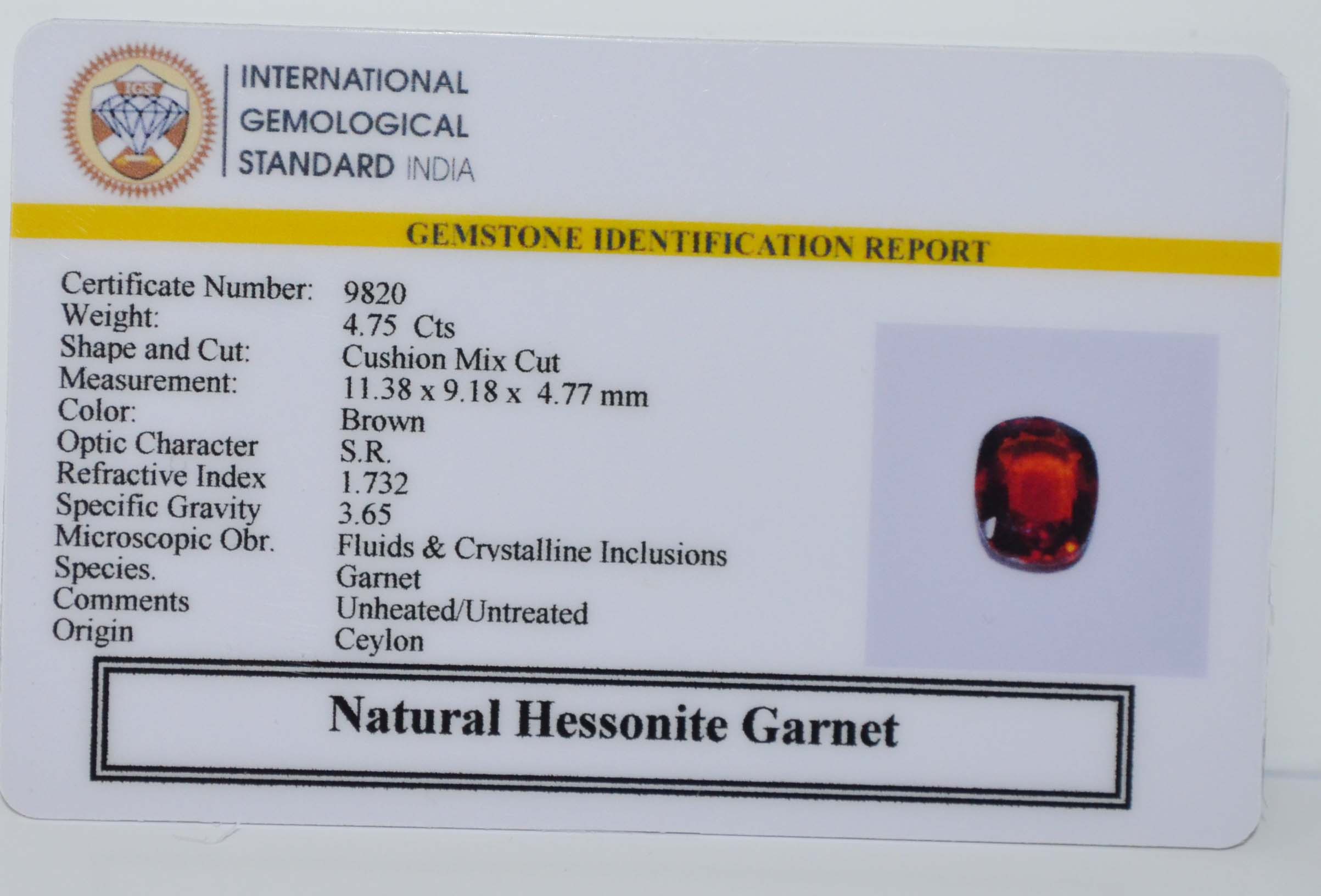 GMD7672 2 HESSONITE GOMED 4.75 Ct.