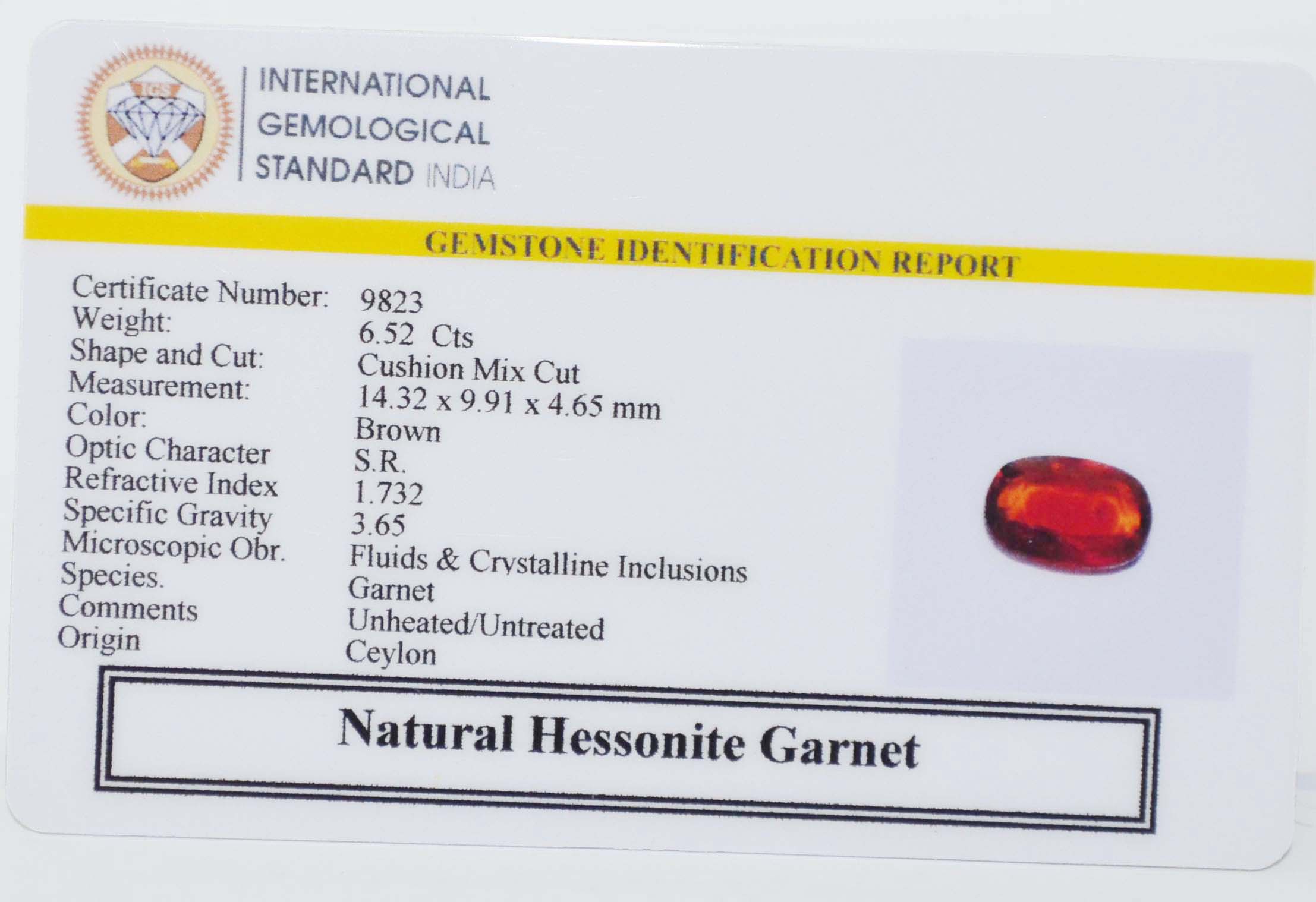 GMD7675 2 HESSONITE GOMED 6.52 Ct.