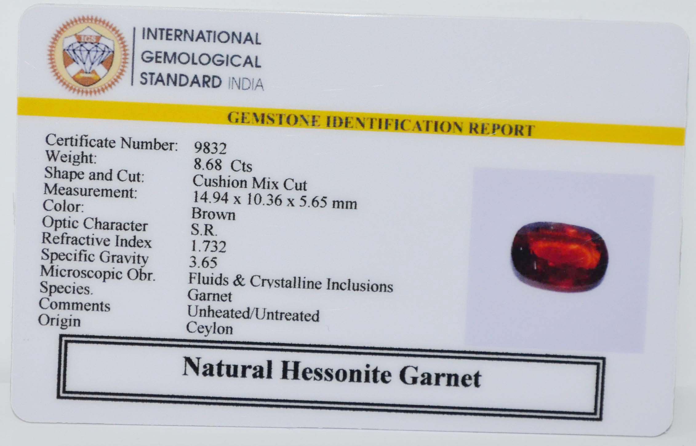 GMD7682 2 HESSONITE GOMED 8.68 Ct.