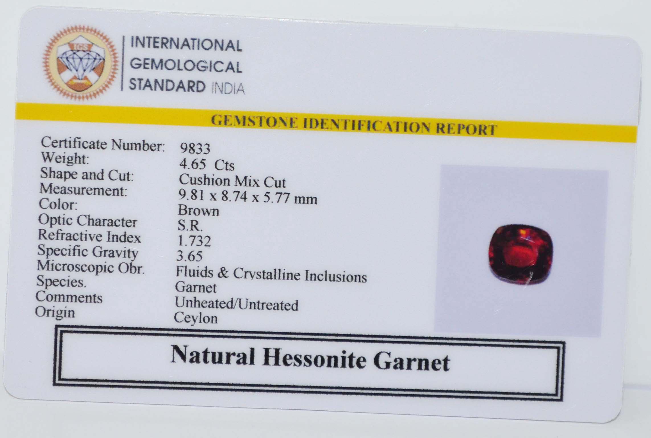 GMD7683 2 HESSONITE GOMED 4.65 Ct.