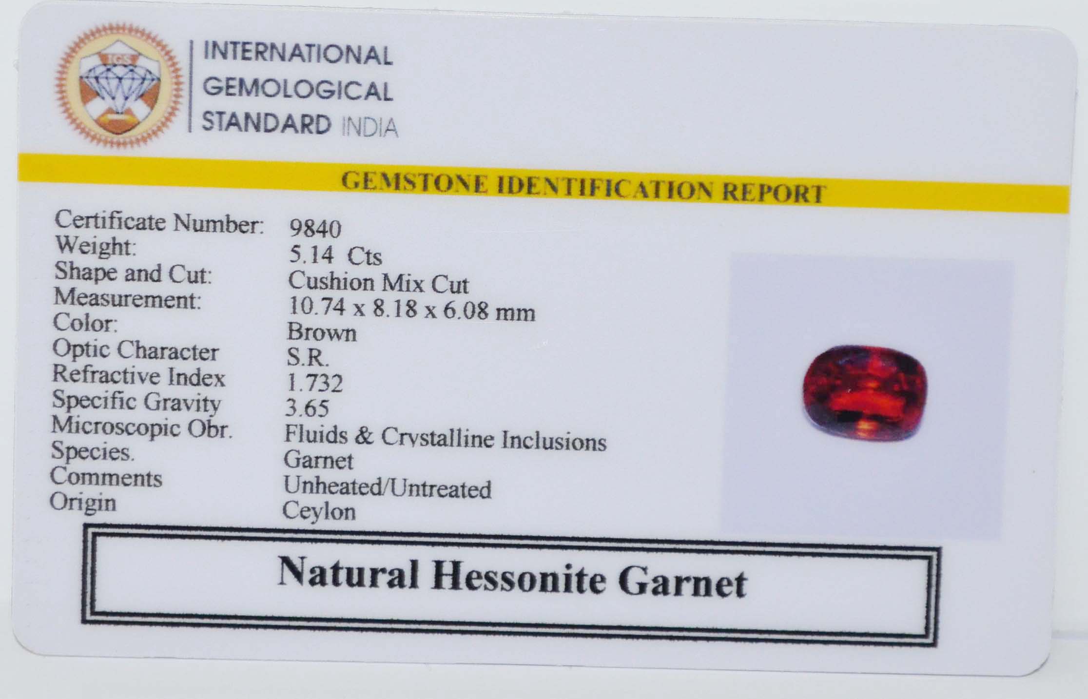 GMD7687 2 HESSONITE GOMED 5.14 Ct.