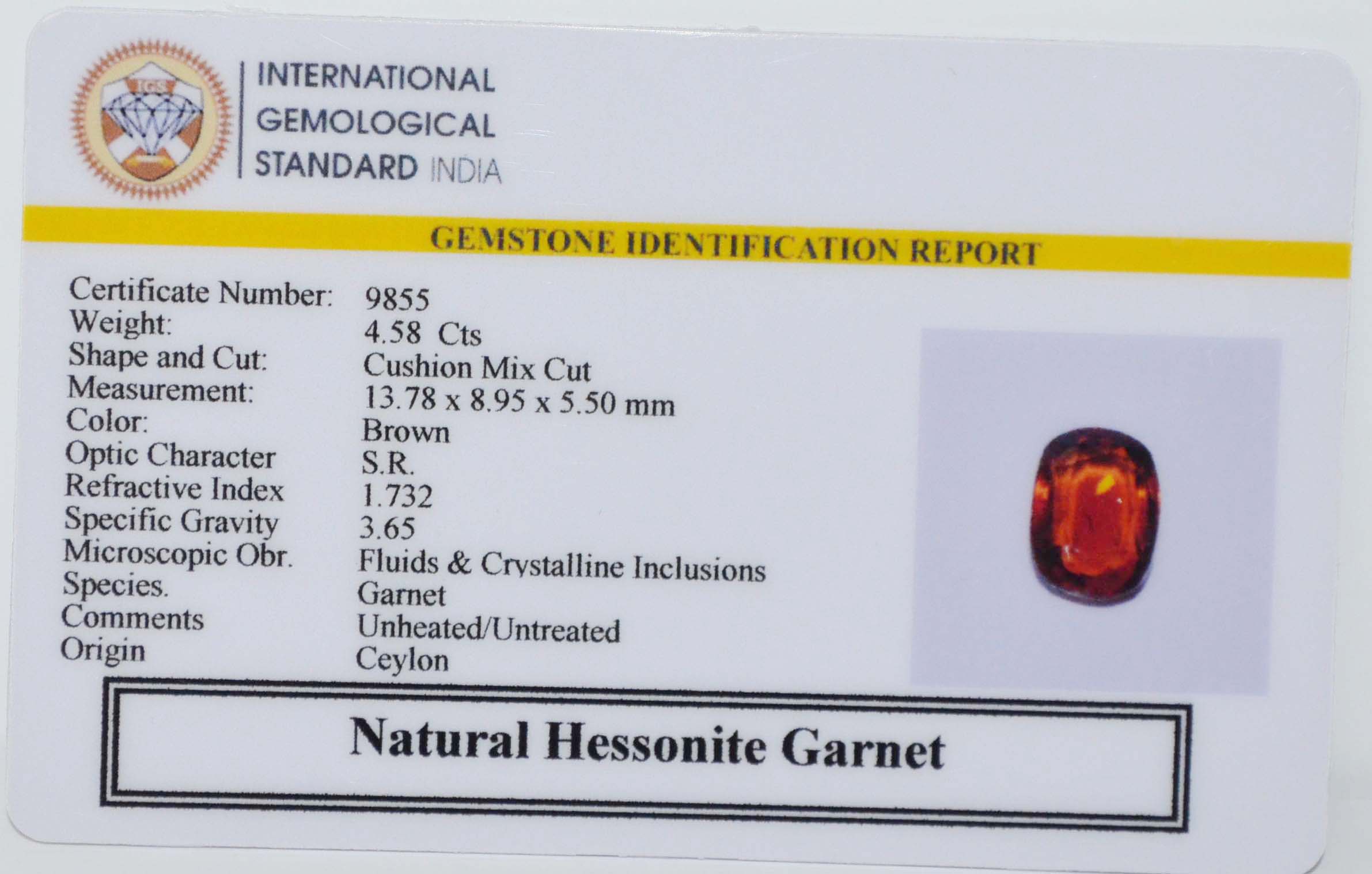GMD7700 2 HESSONITE GOMED 4.58 Ct.