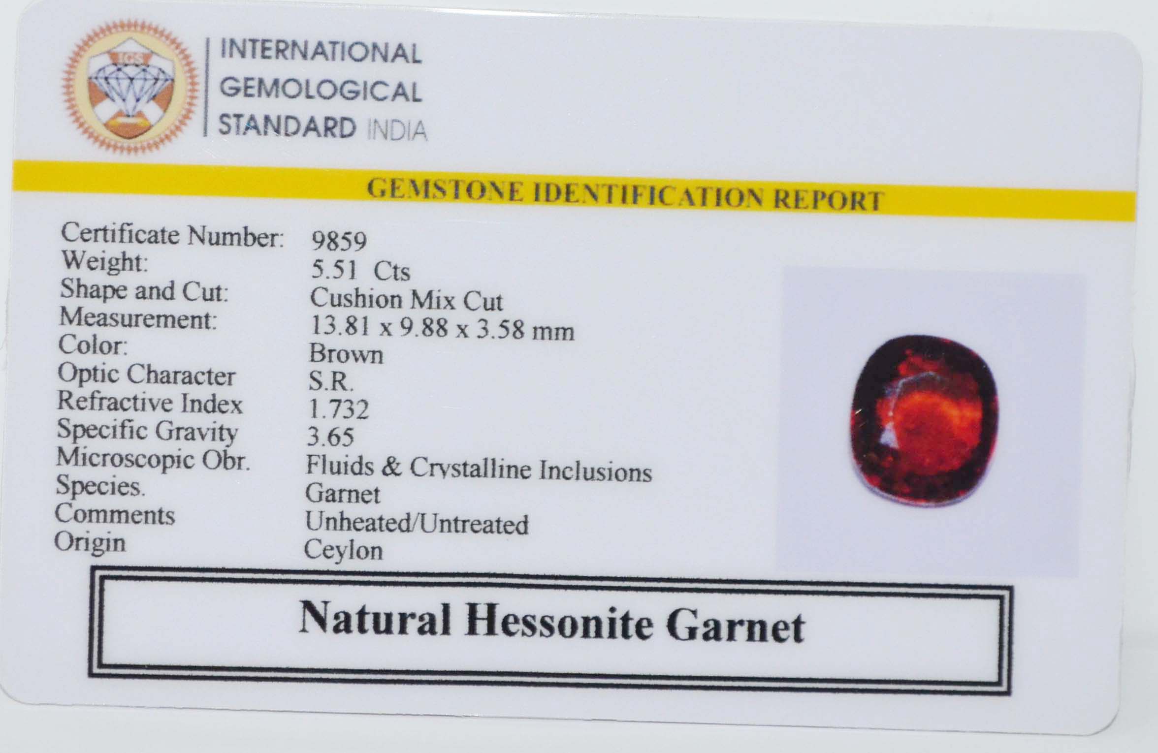 GMD7703 2 HESSONITE GOMED 5.51 Ct.