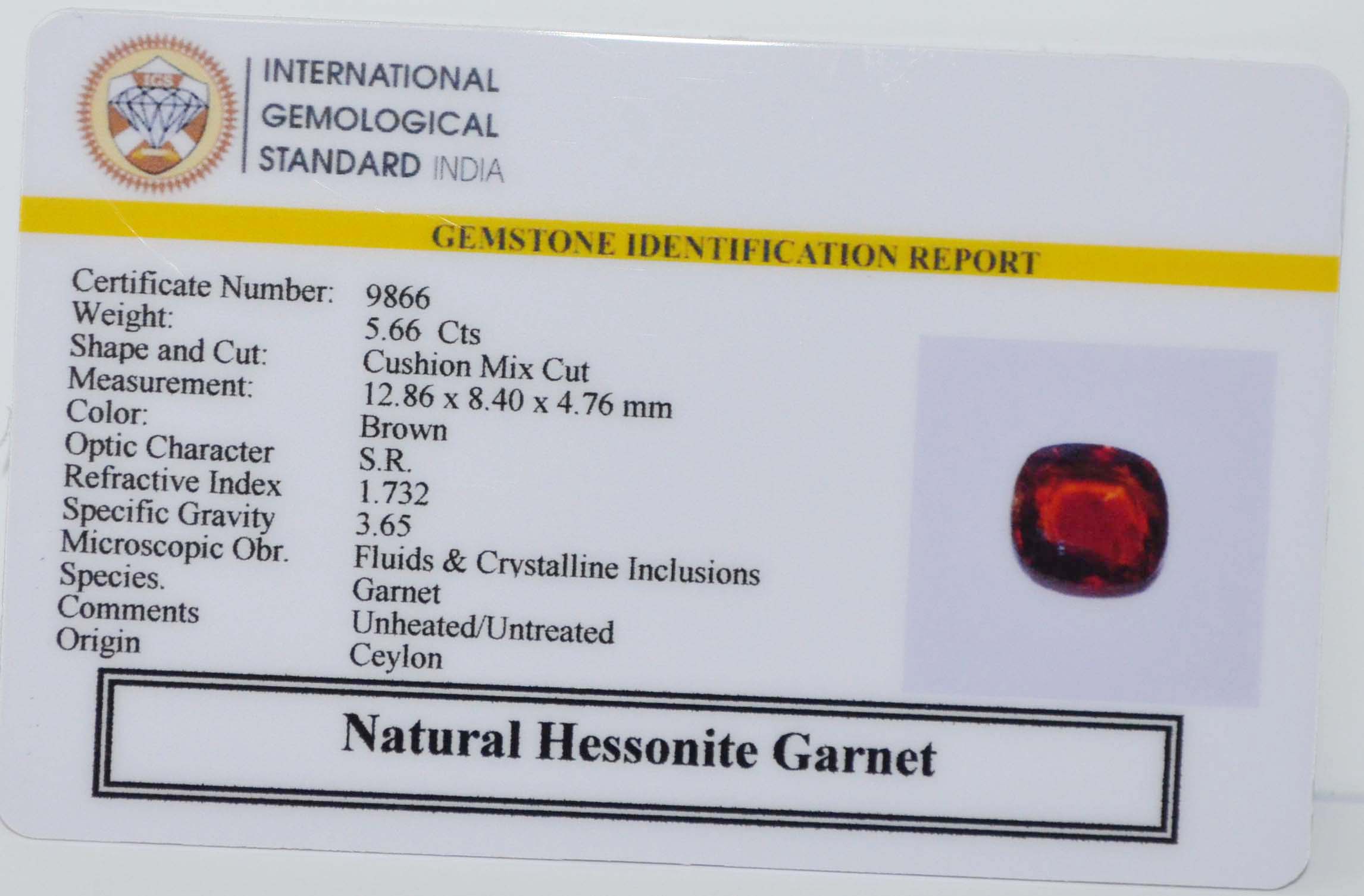 GMD7710 2 HESSONITE GOMED 5.66 Ct.