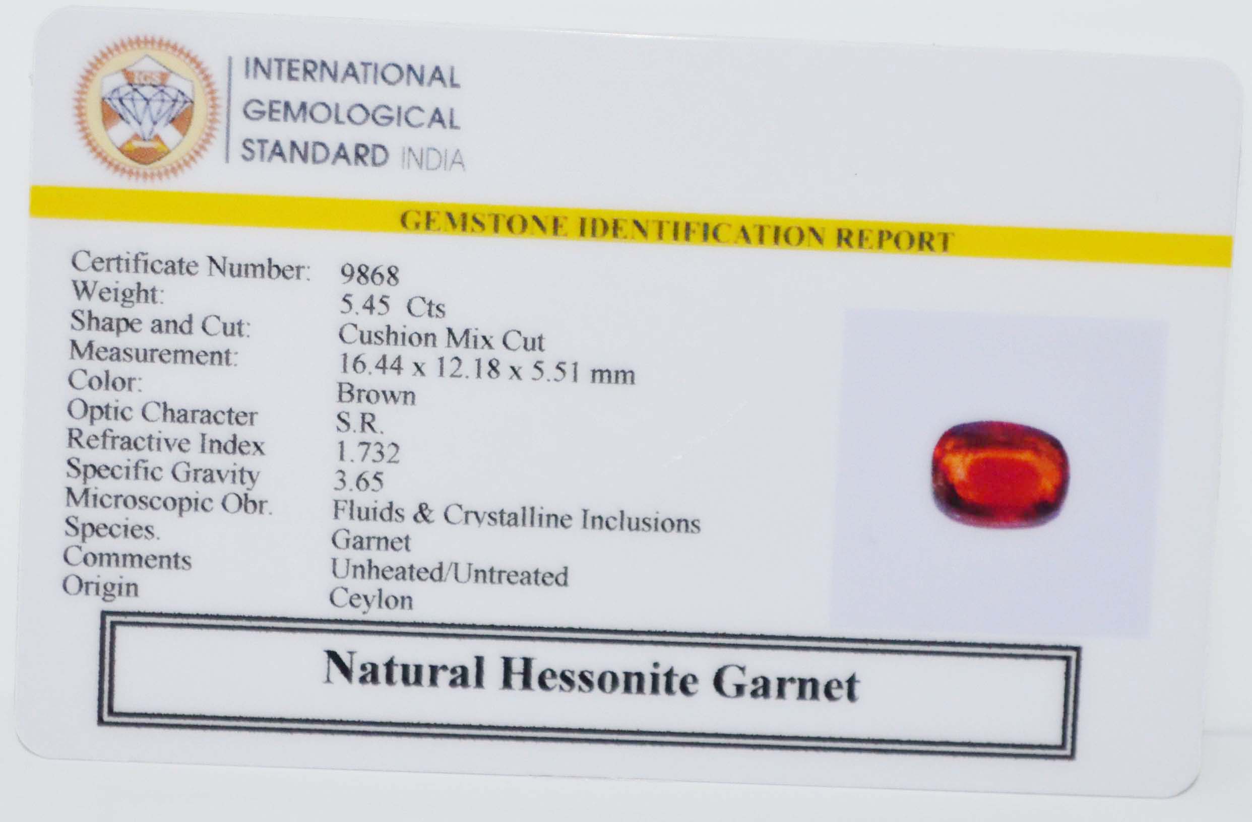 GMD7712 2 HESSONITE GOMED 5.45 Ct.