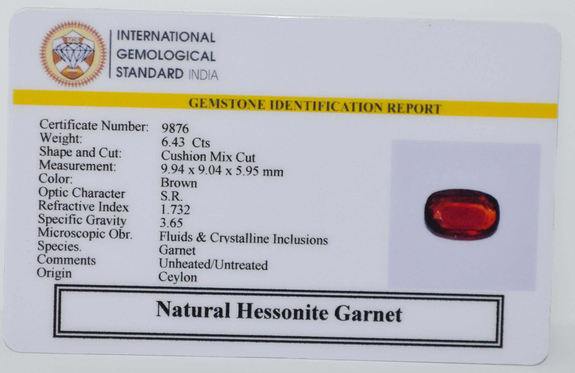 GMD7716 2 HESSONITE GOMED 6.43 Ct.