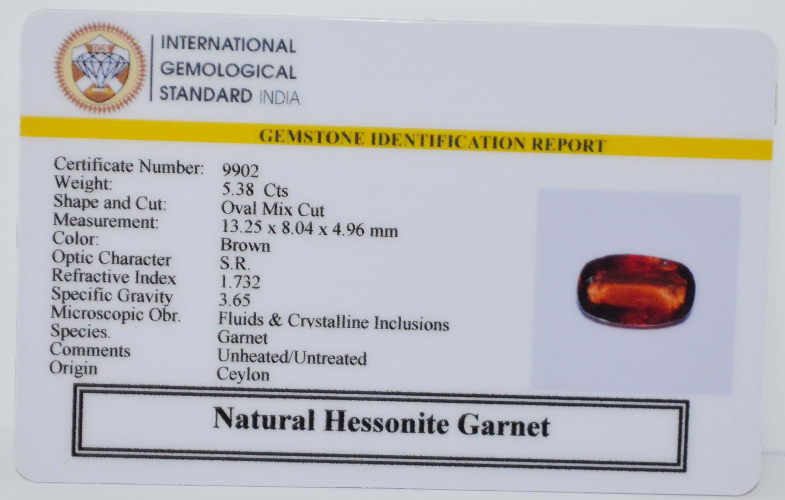 GMD7729 2 HESSONITE GOMED 5.38 Ct.
