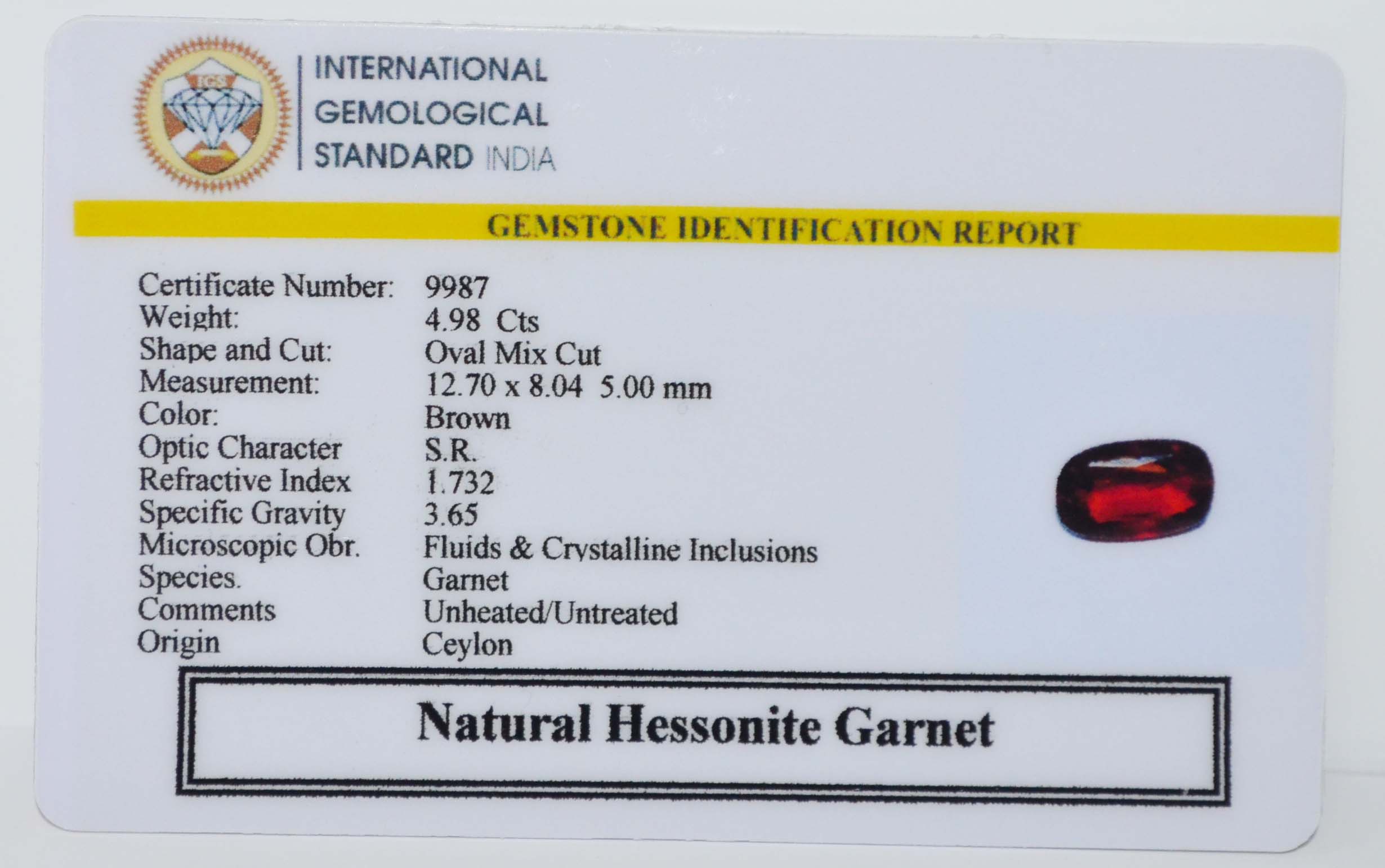 GMD7746 2 HESSONITE GOMED 4.98 Ct.