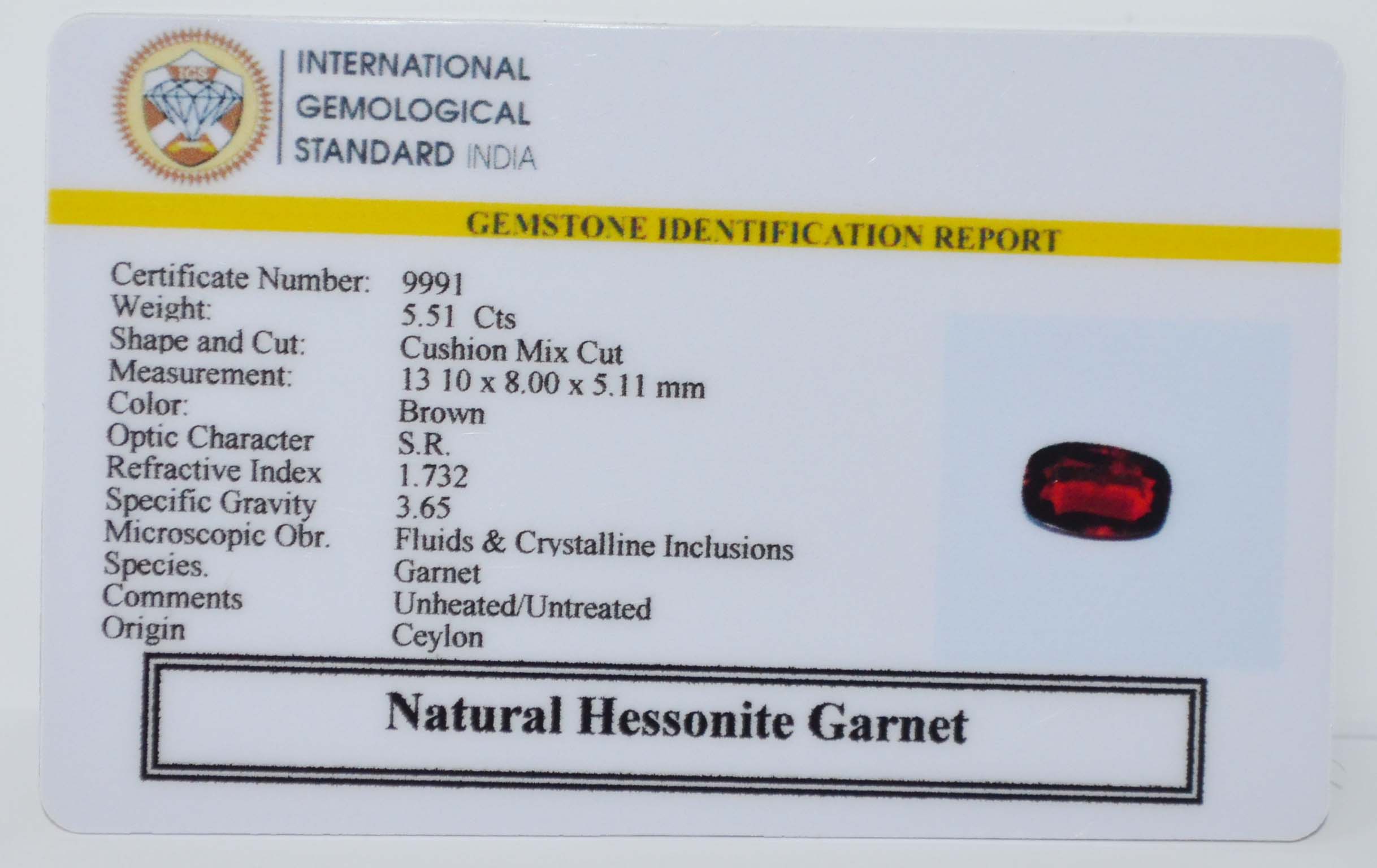 GMD7749 2 HESSONITE GOMED 5.51 Ct.
