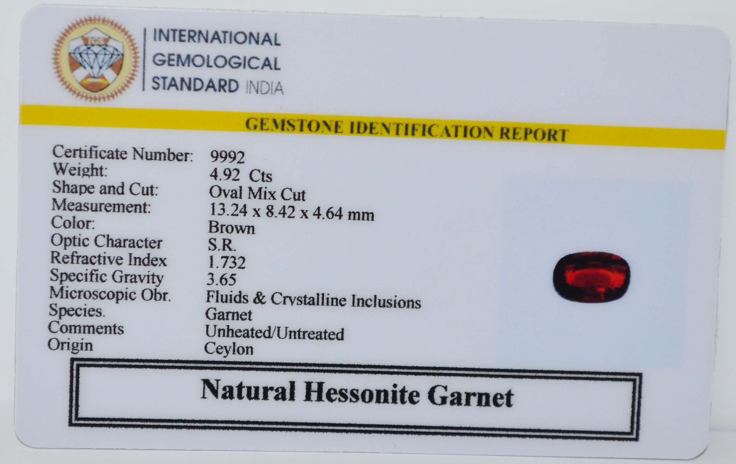 GMD7750 2 HESSONITE GOMED 4.92 Ct.