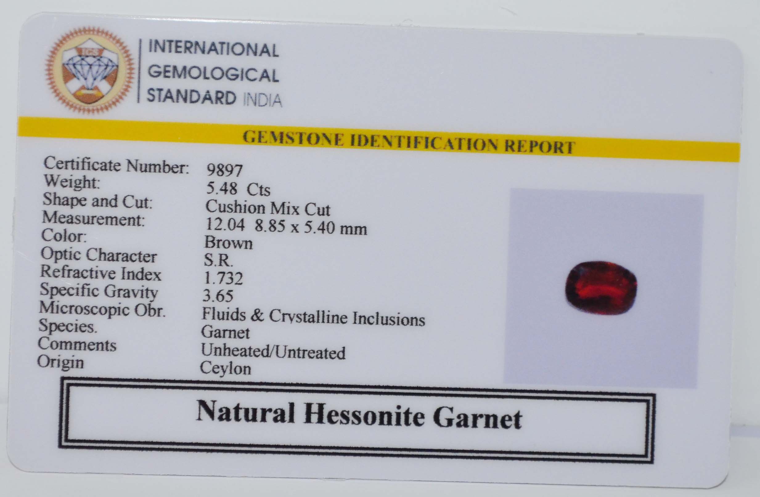 HESSONITE GOMED 5.48 Ct. 3 GMDG7257 2 HESSONITE GOMED 5.48 Ct.