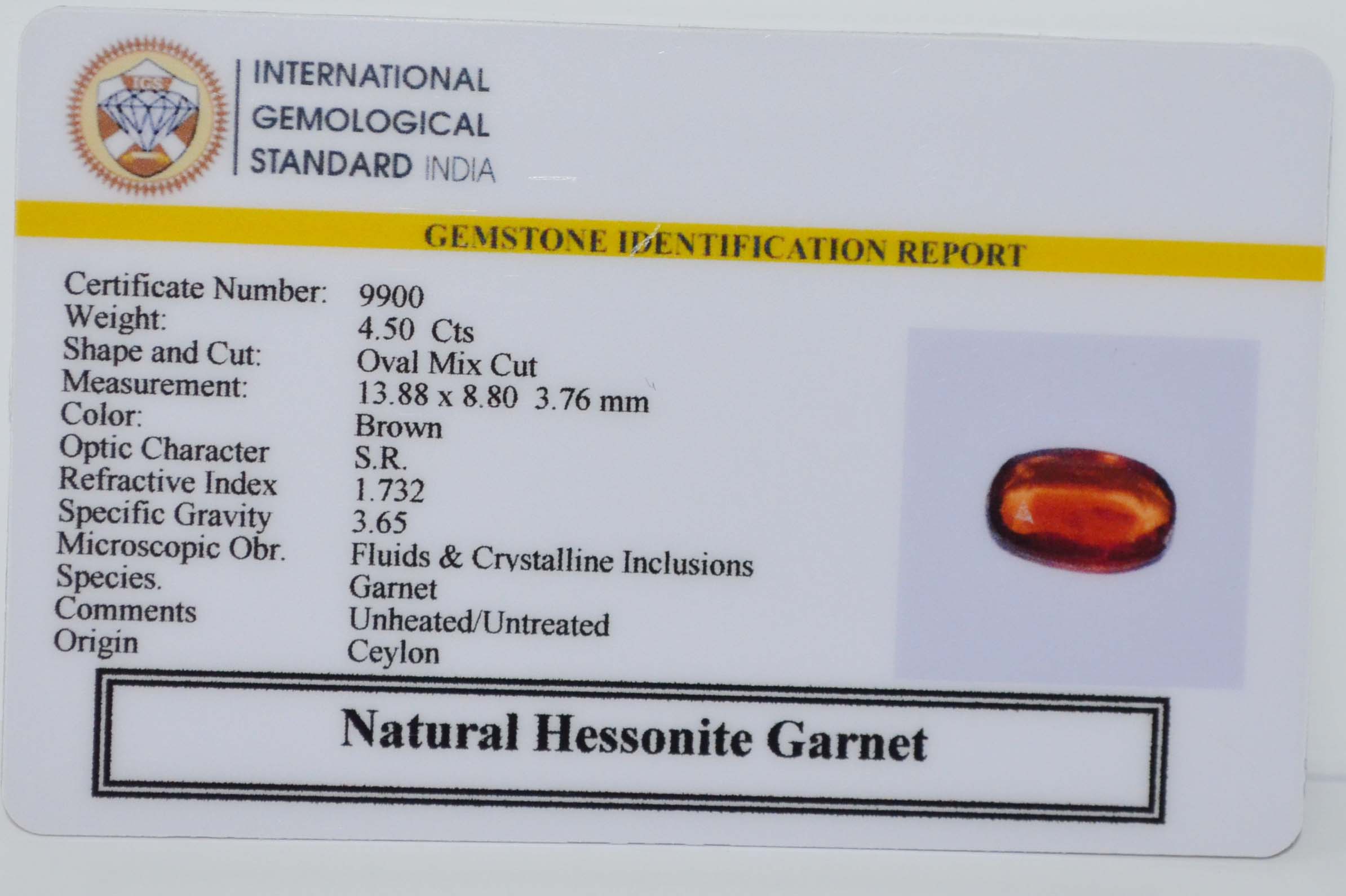 HESSONITE GOMED 4.5 Ct. 3 GMDG7259 2 HESSONITE GOMED 4.5 Ct.