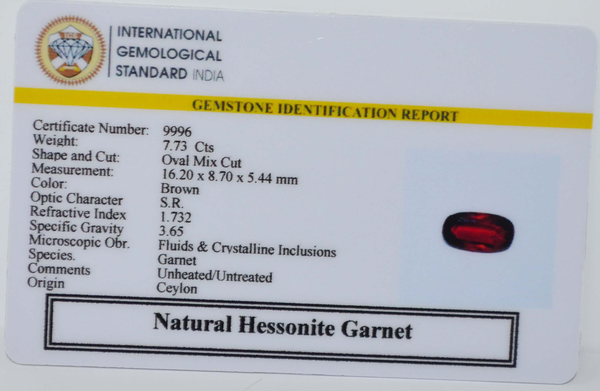 HESSONITE GOMED 7.73 Ct. 3 GMDG7264 2 HESSONITE GOMED 7.73 Ct.