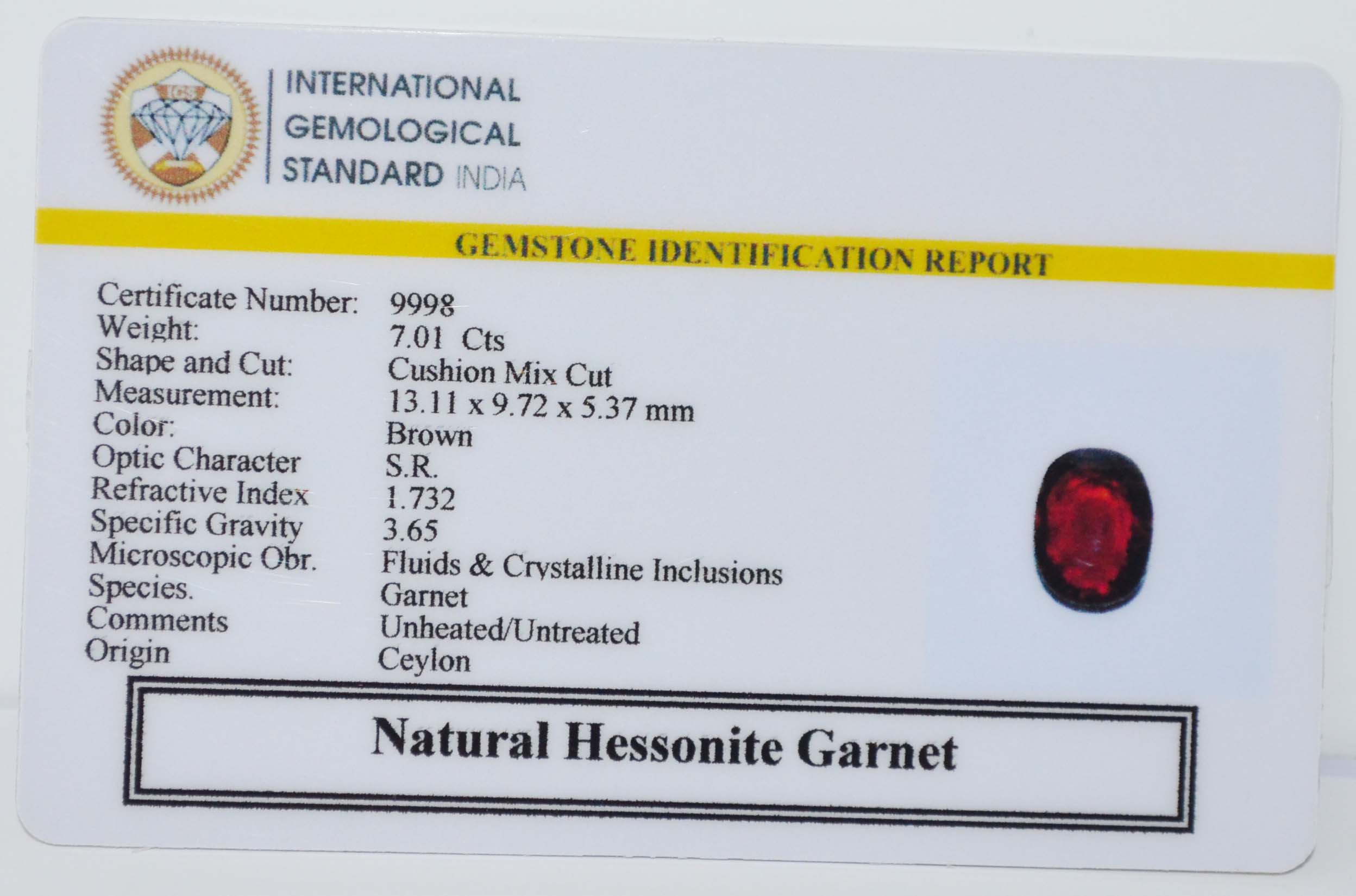 HESSONITE GOMED 7.01 Ct. 3 GMDG7265 2 HESSONITE GOMED 7.01 Ct.