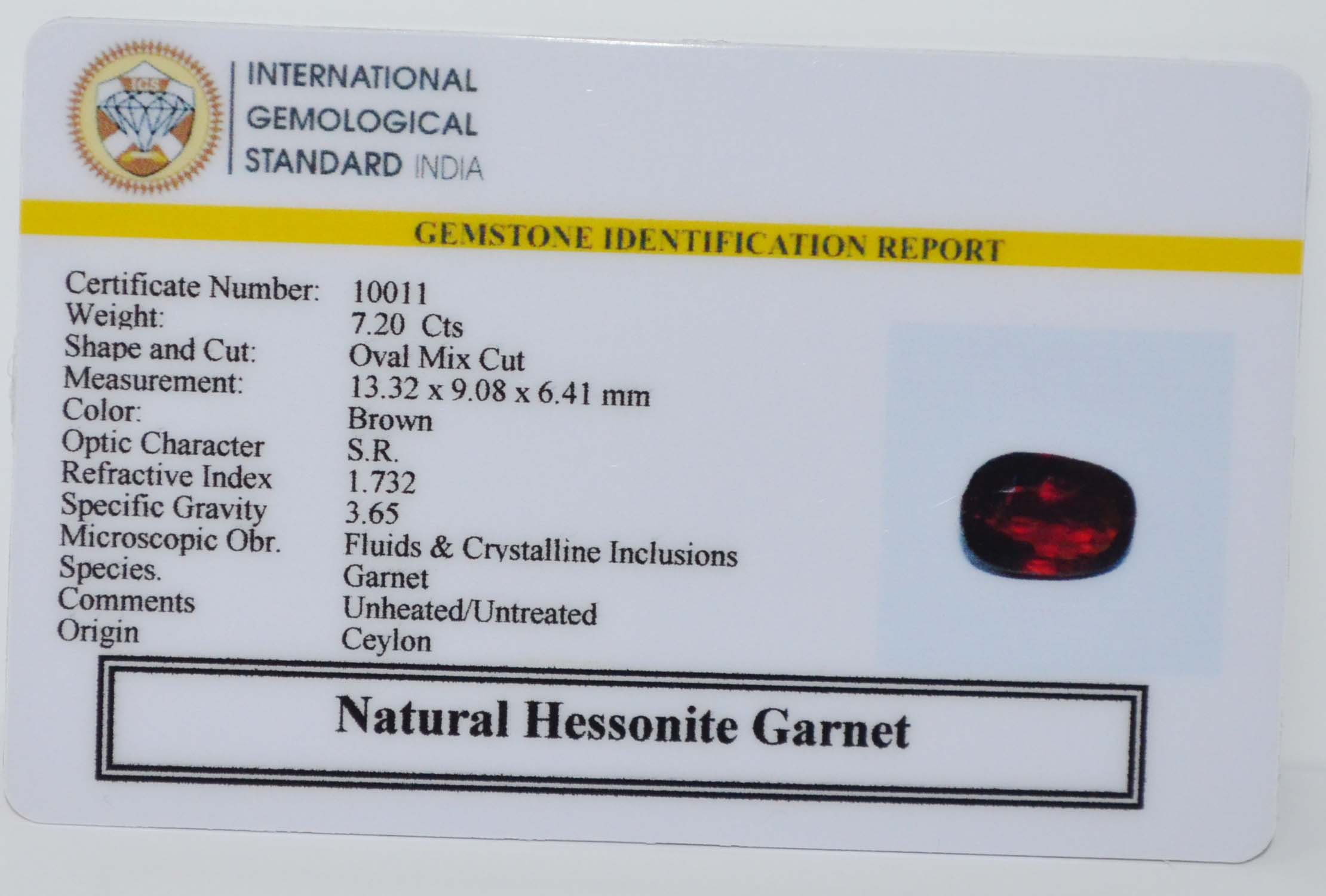 HESSONITE GOMED 7.2 Ct. 3 GMDG7269 2 HESSONITE GOMED 7.2 Ct.