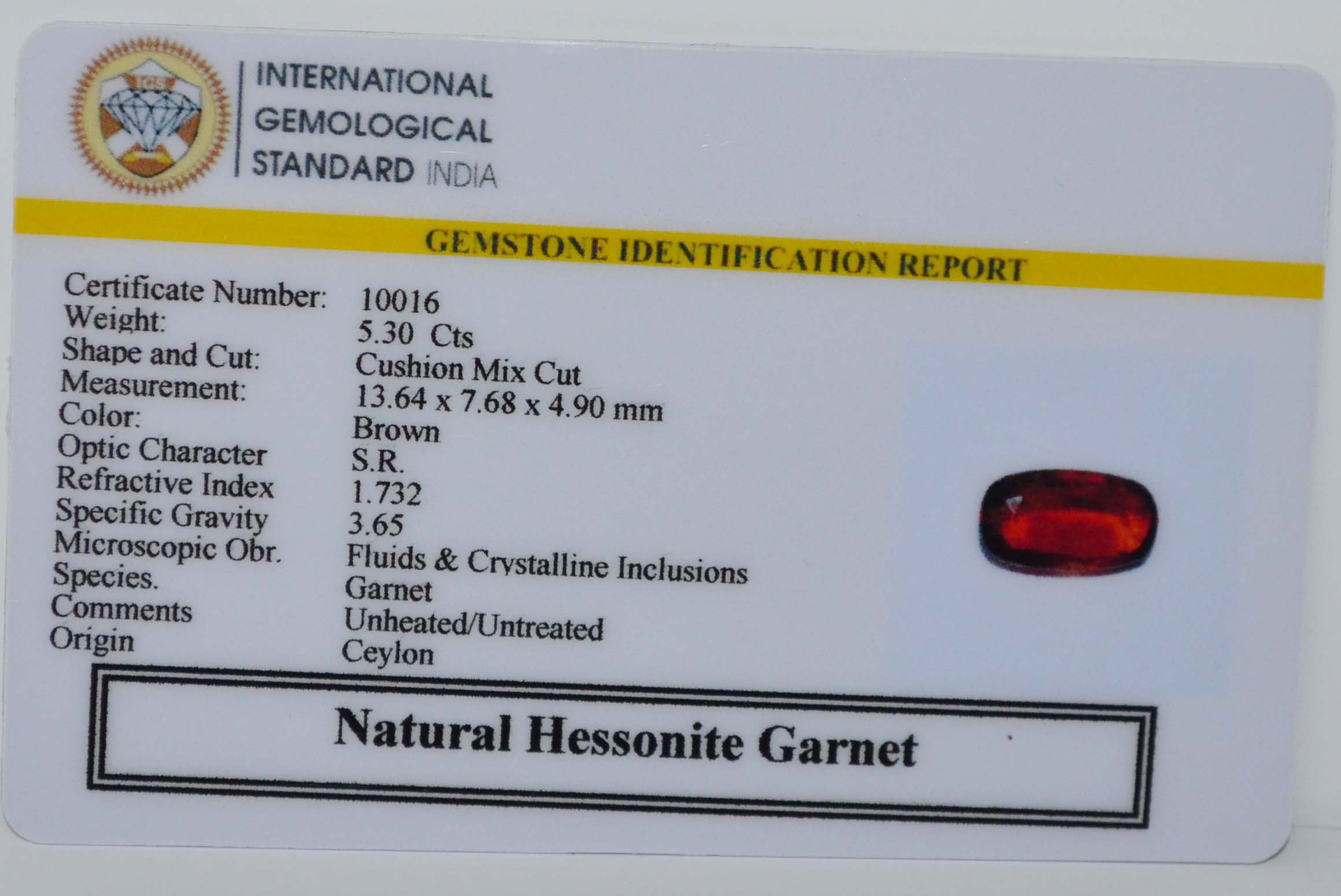 HESSONITE GOMED 5.3 Ct. 3 GMDG7271 2 HESSONITE GOMED 5.3 Ct.