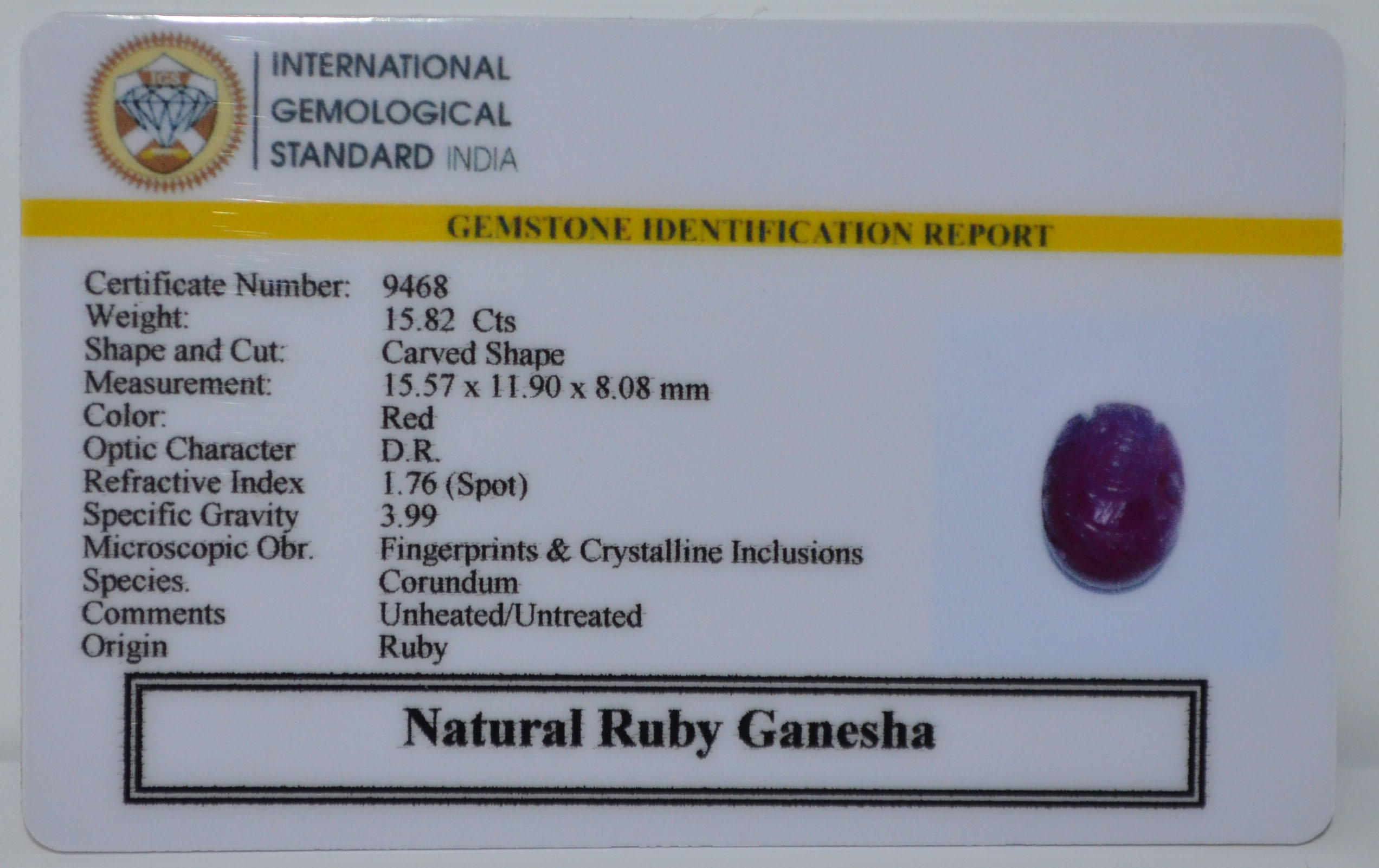 GRUB1 2 Ganesh Ruby 15.82 Ct.