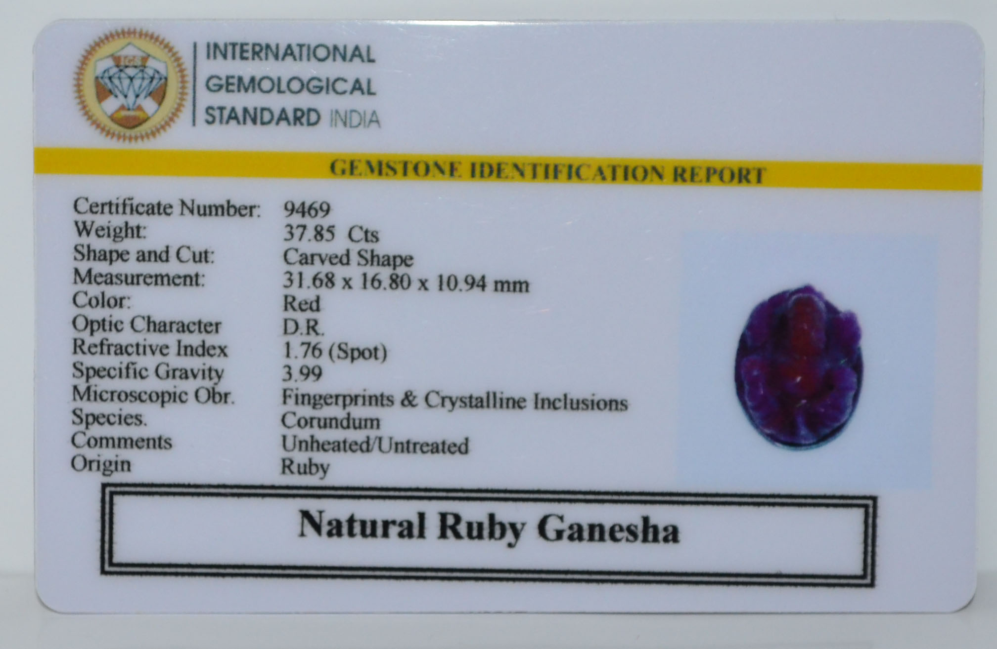 GRUB2 2 Ganesh Ruby 37.85 Ct.