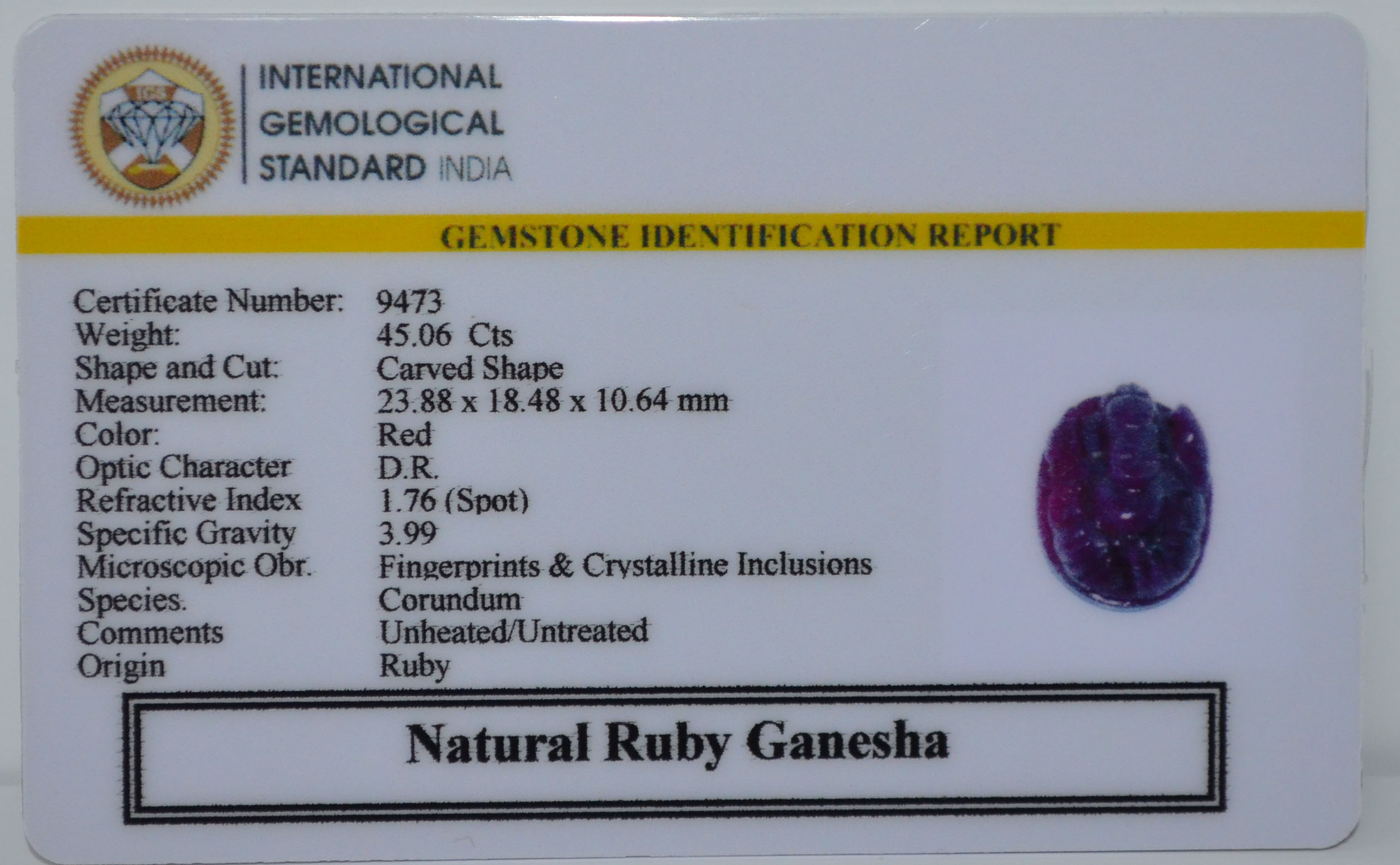 GRUB4 2 Ganesh Ruby 45.06 Ct.