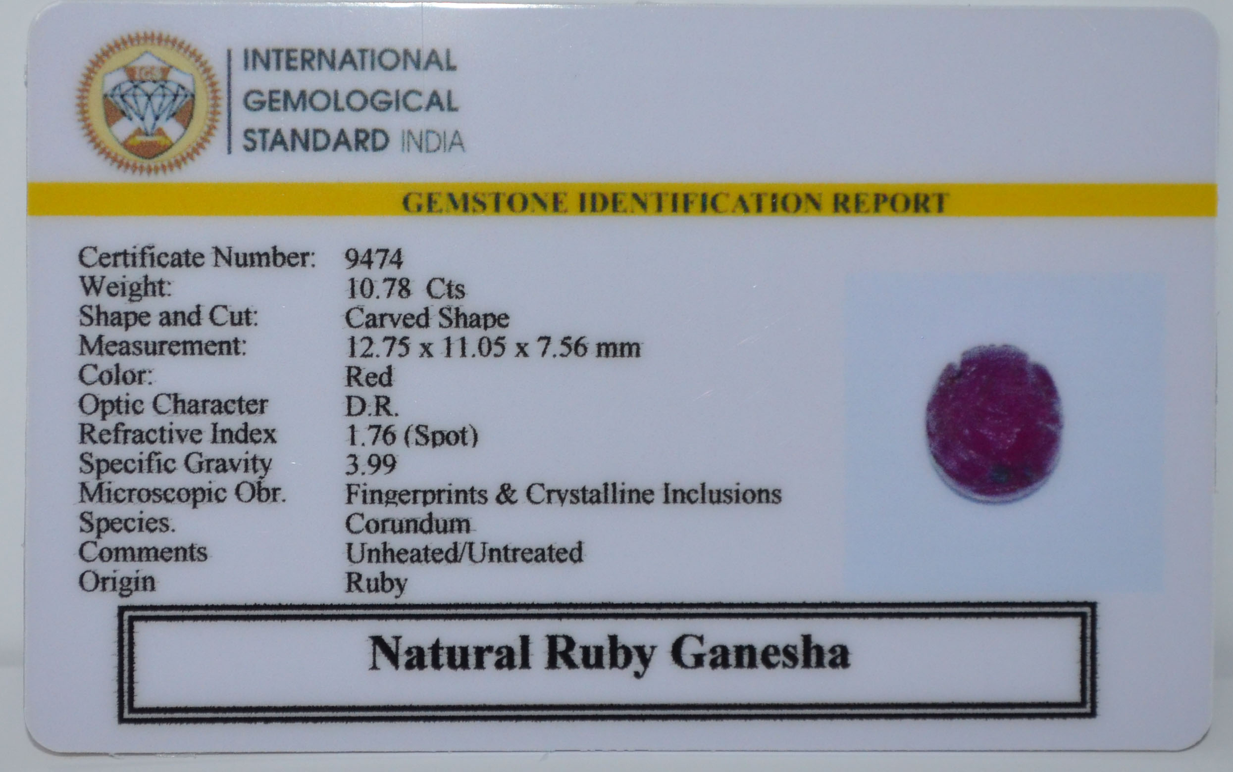 GRUB5 2 Ganesh Ruby 10.78 Ct.