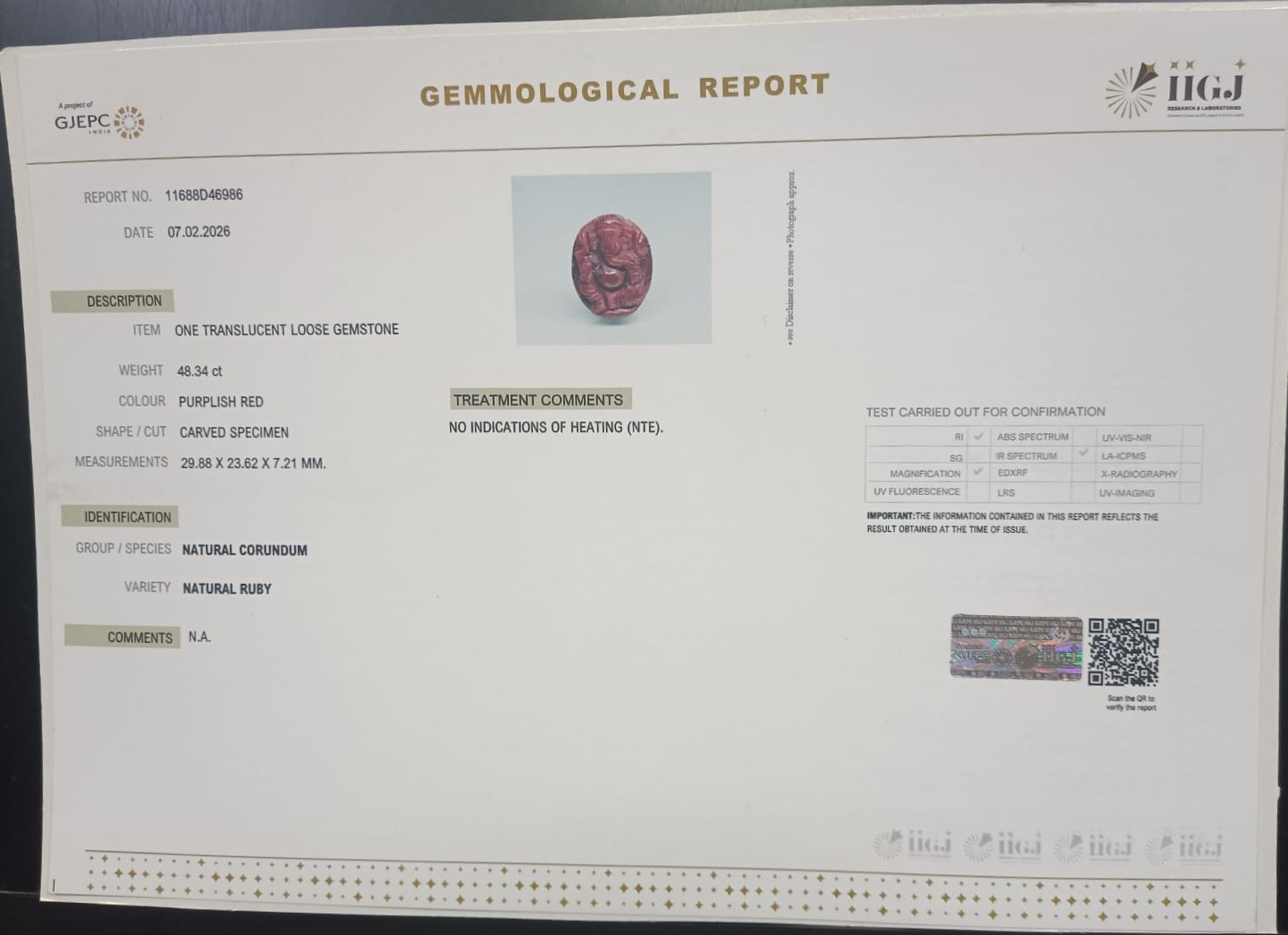 Ganesh Ruby 48.34 Ct. 3 GRUB7 2 Ganesh Ruby 48.34 Ct.